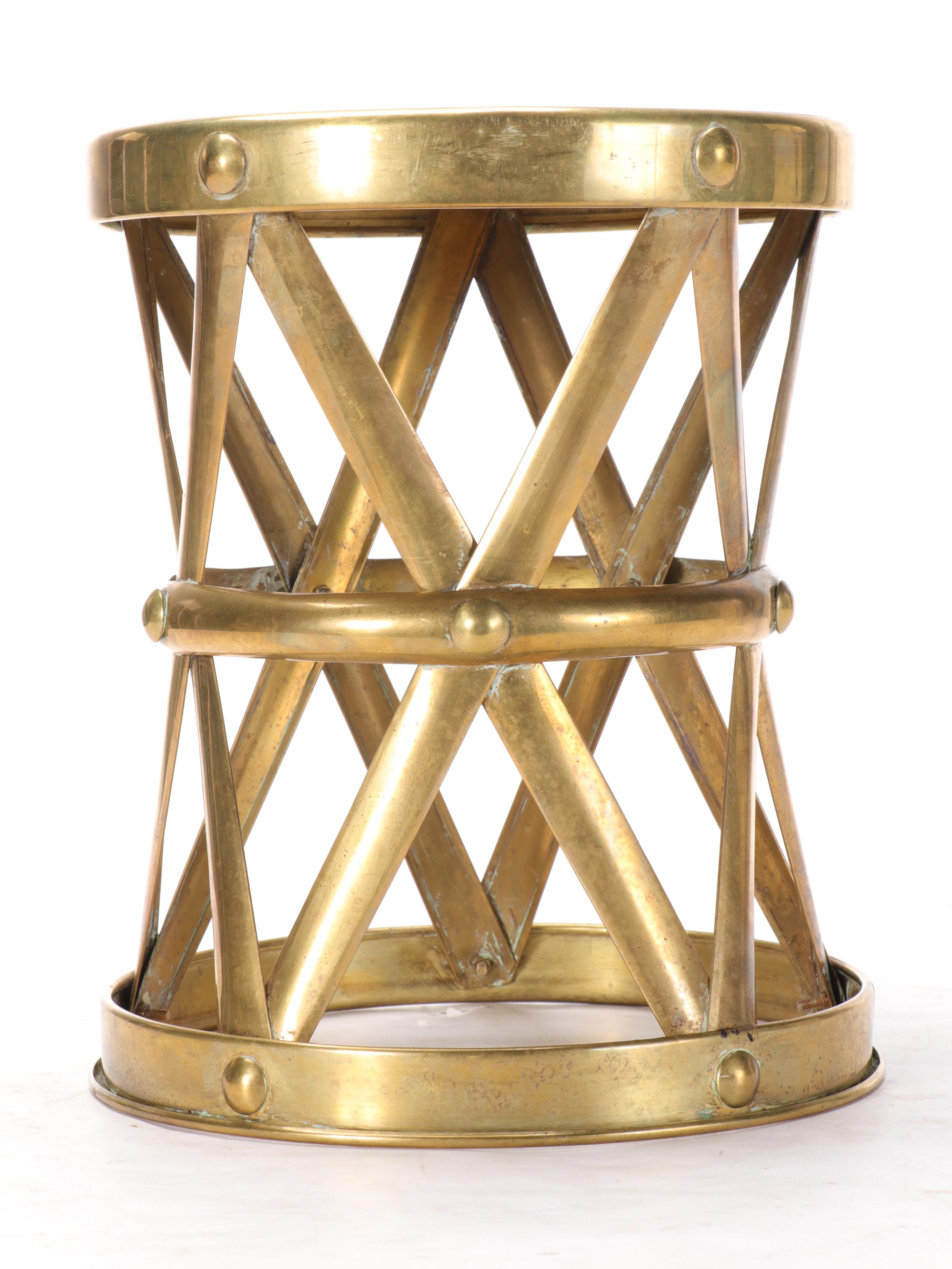 Brass Metal Drum Side Table