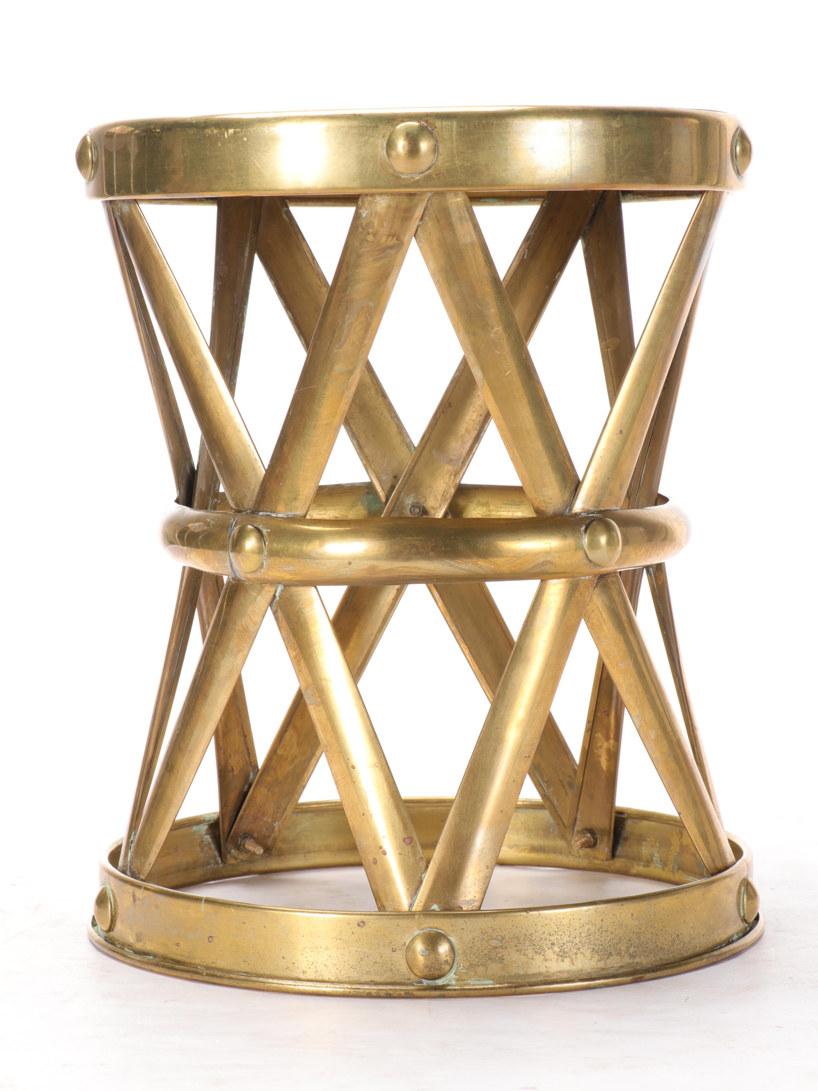 Brass Metal Drum Side Table