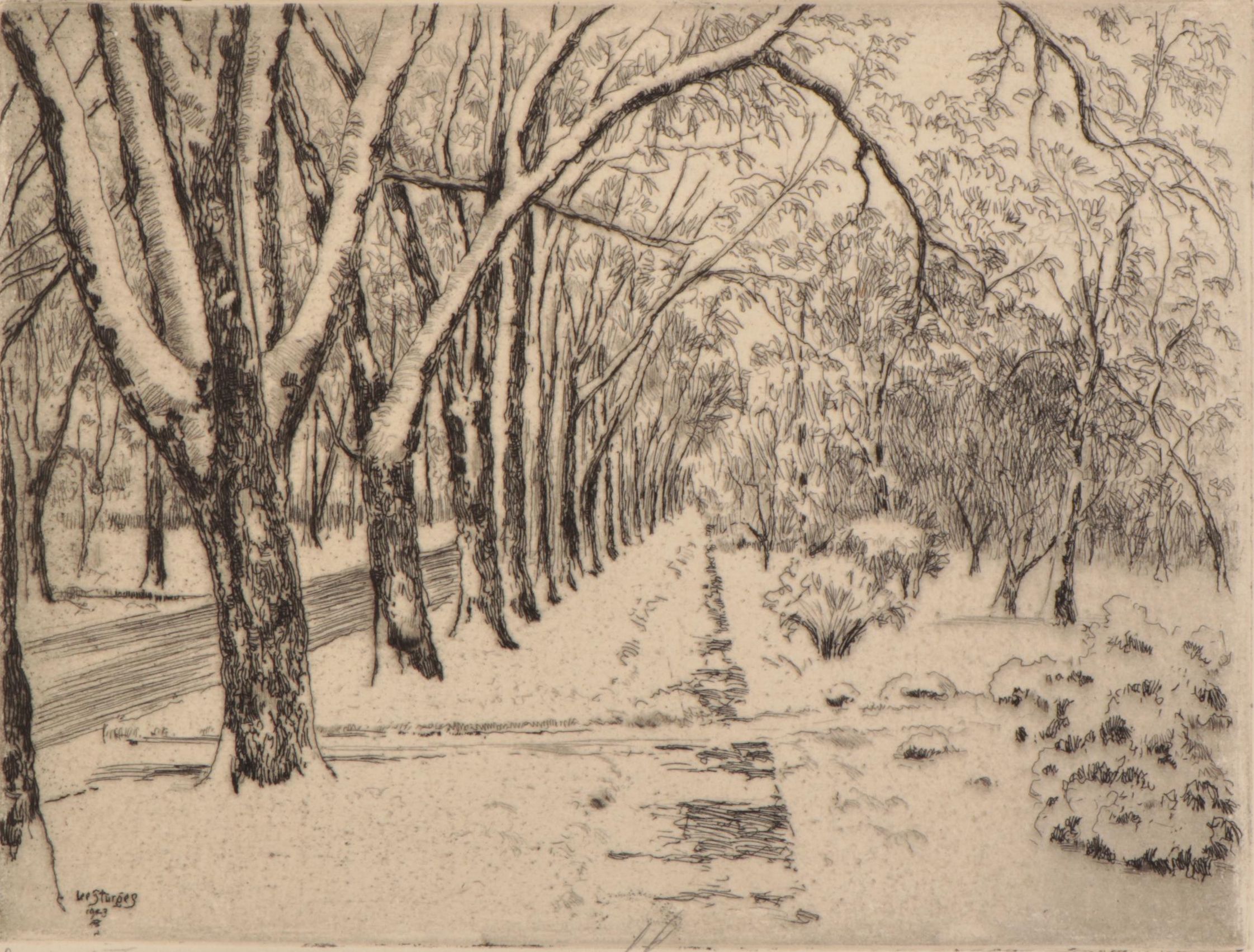 Lee Sturges Landscape Etchings Including "Stark Peak and Mount Wilbur," 1919