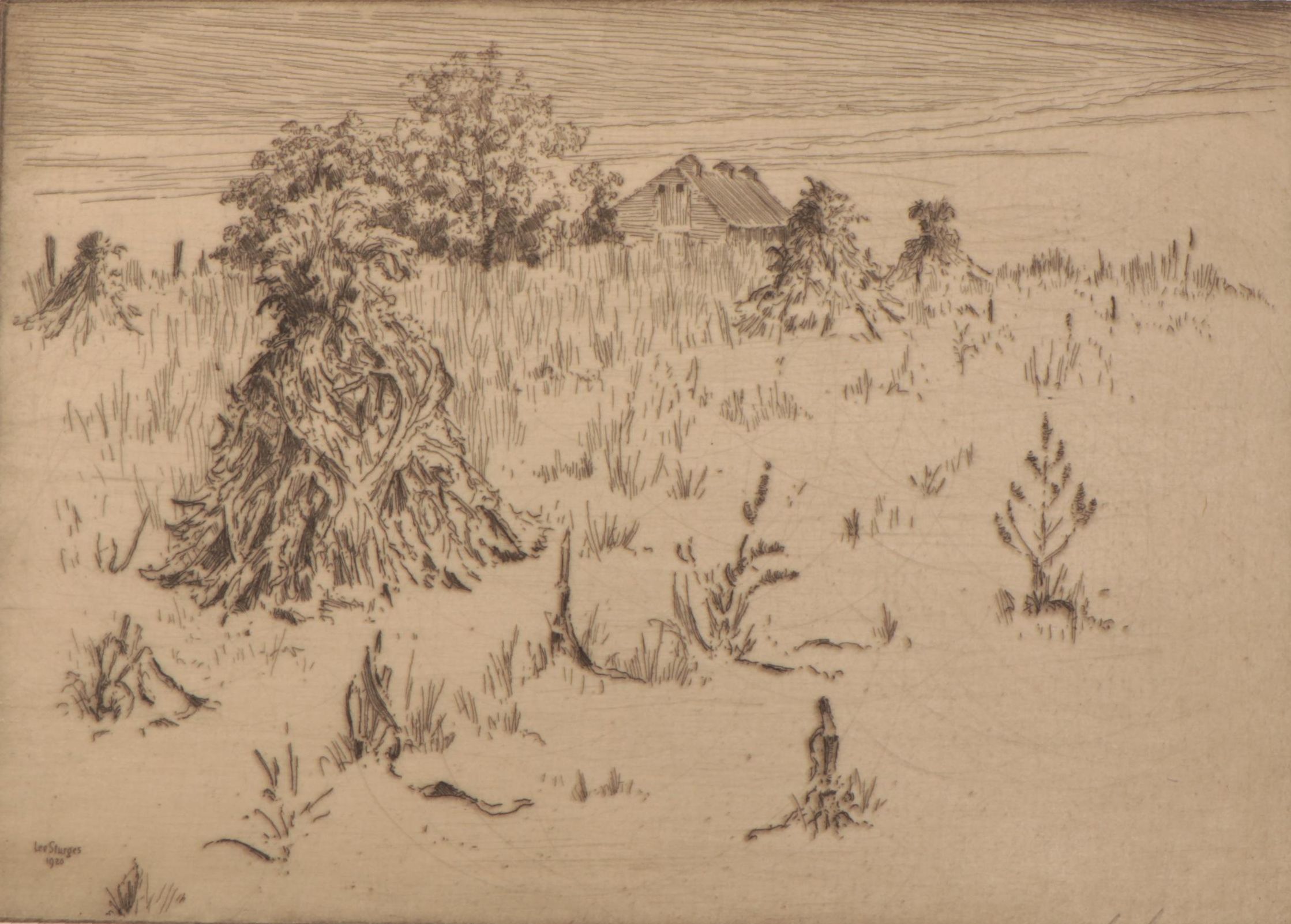 Lee Sturges Etchings Including "The Cornfield - Kentucky Farm," 1920