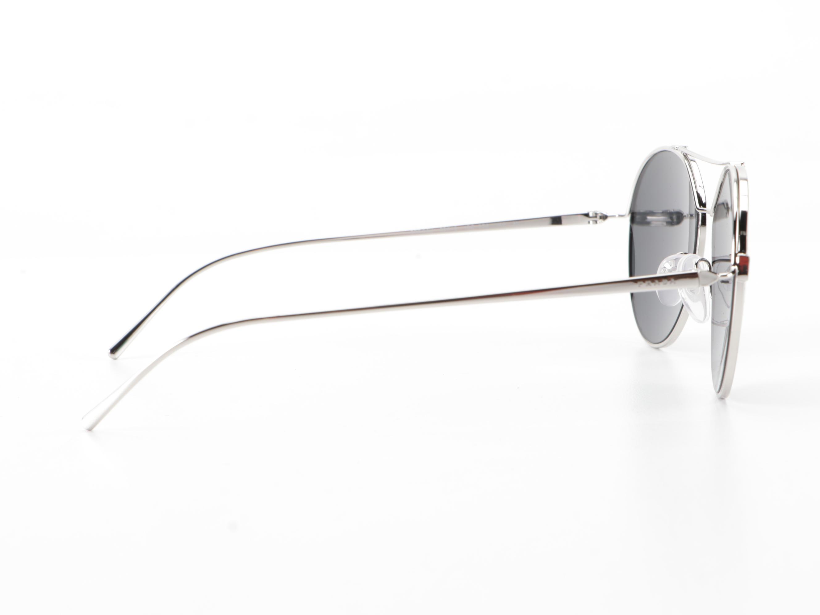 Prada SPR56U Silver Metal Aviator Sunglasses with Box and Case