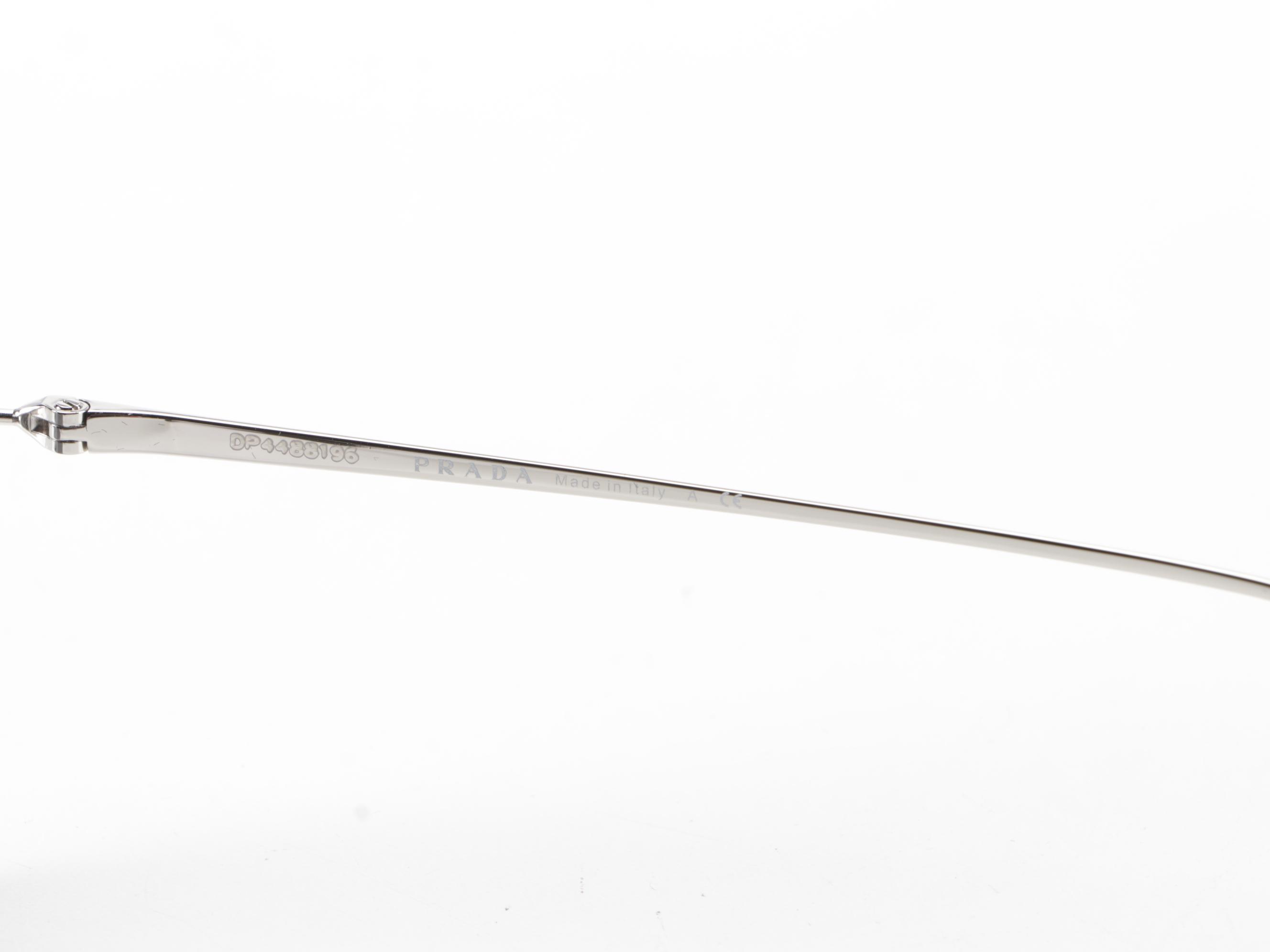 Prada SPR56U Silver Metal Aviator Sunglasses with Box and Case