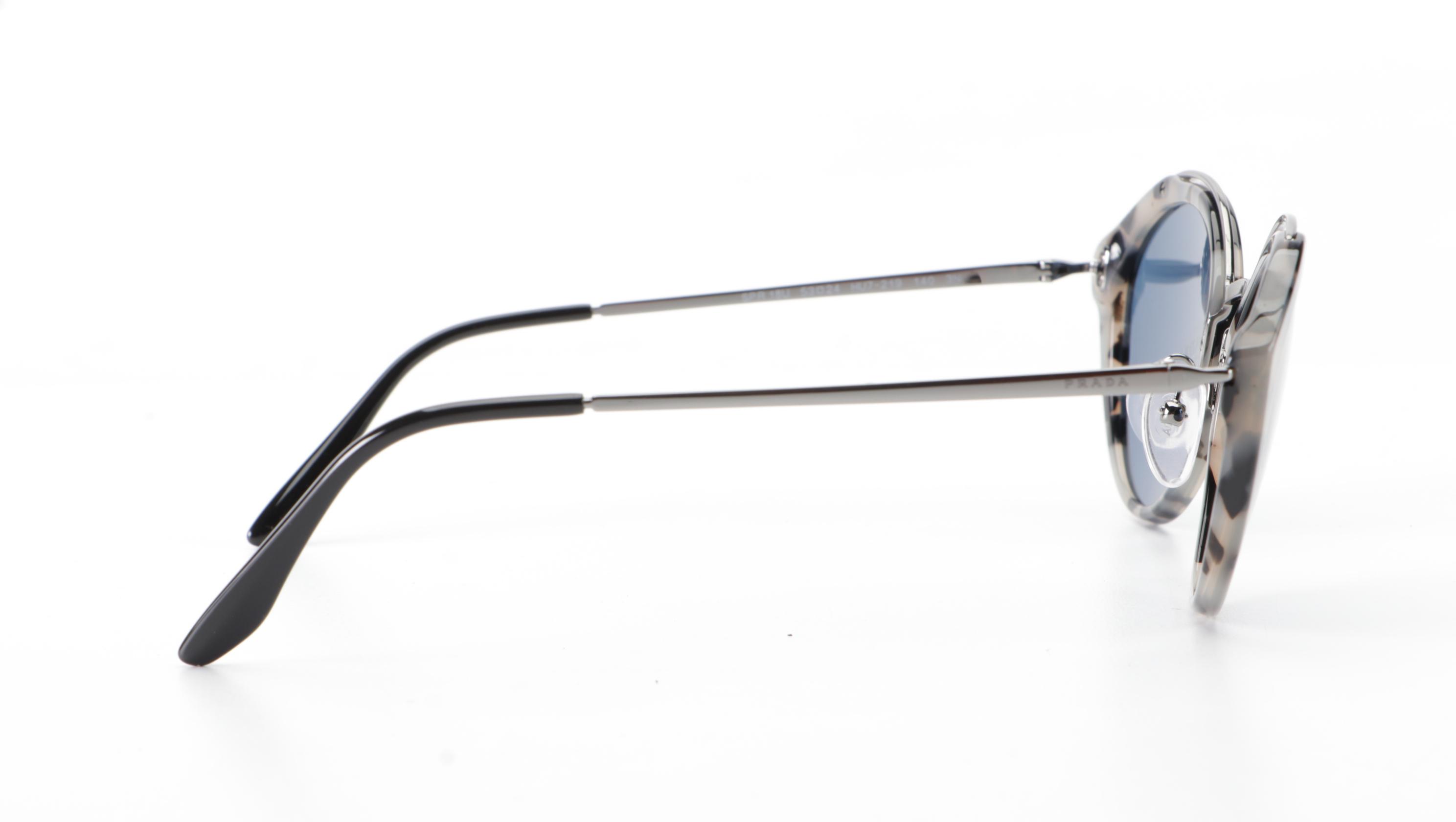 Prada SPR18U Light Grey Havana Round Sunglasses with Box and Case