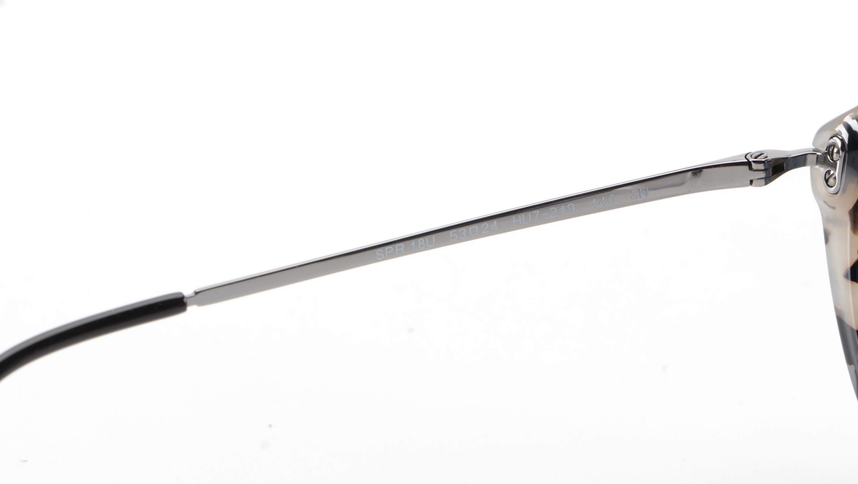 Prada SPR18U Light Grey Havana Round Sunglasses with Box and Case