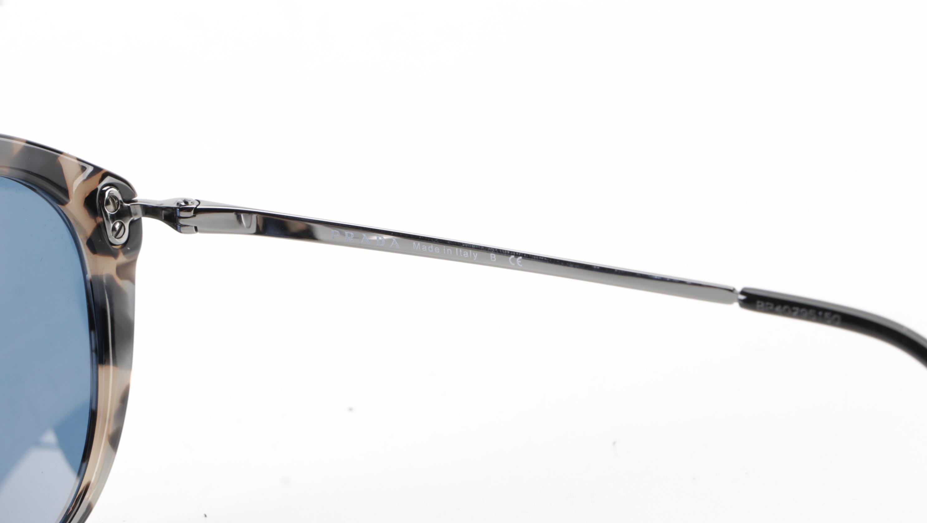 Prada SPR18U Light Grey Havana Round Sunglasses with Box and Case