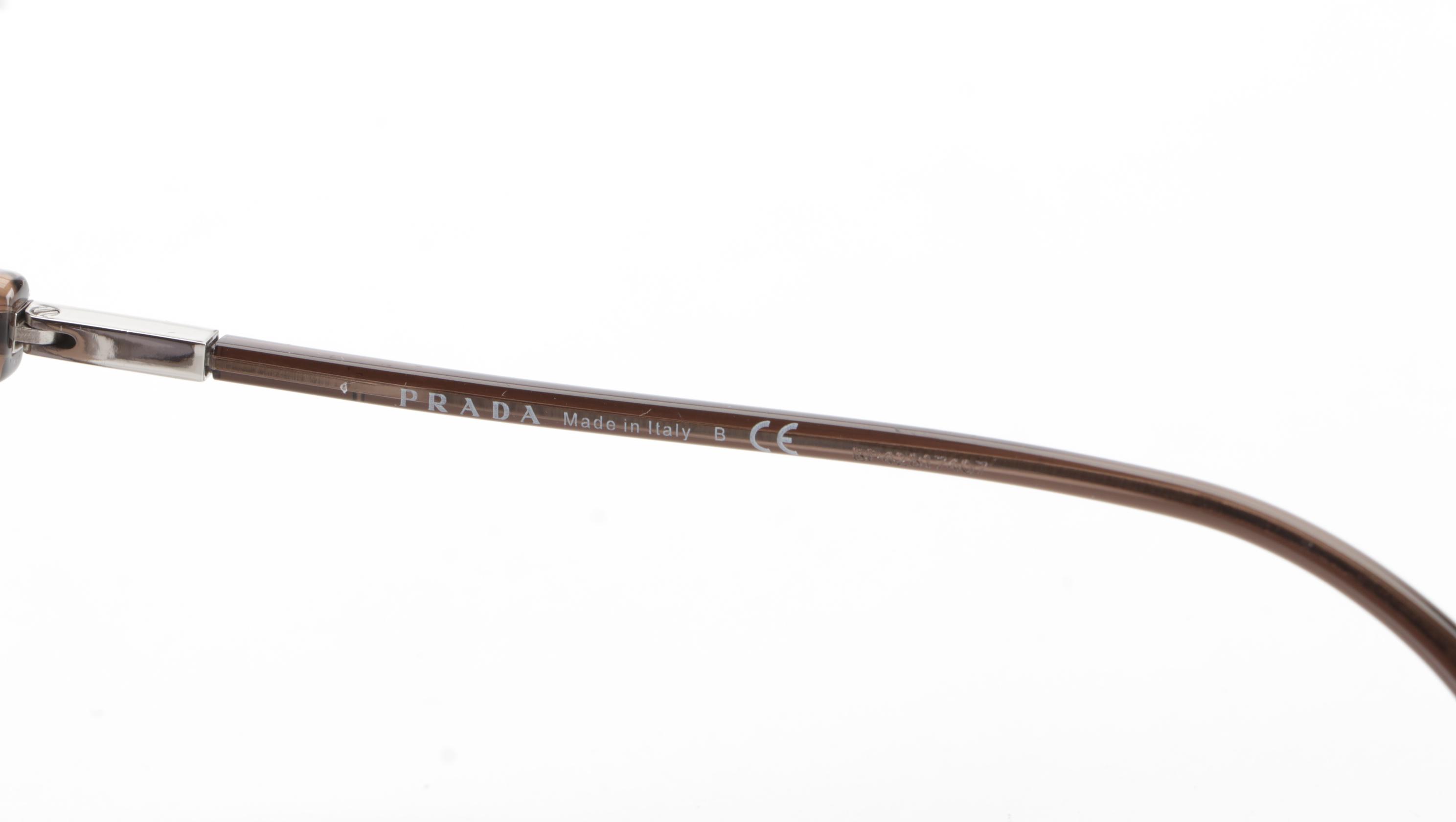 Prada SPR19X-F Translucent Brown Rectangular Sunglasses with Case and Box