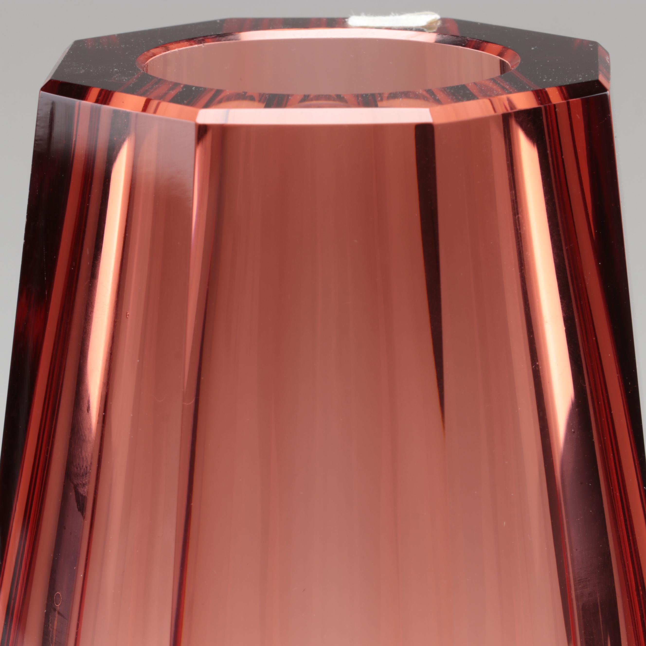 Moser Faceted Cut and Polished Rosalin Glass Vase