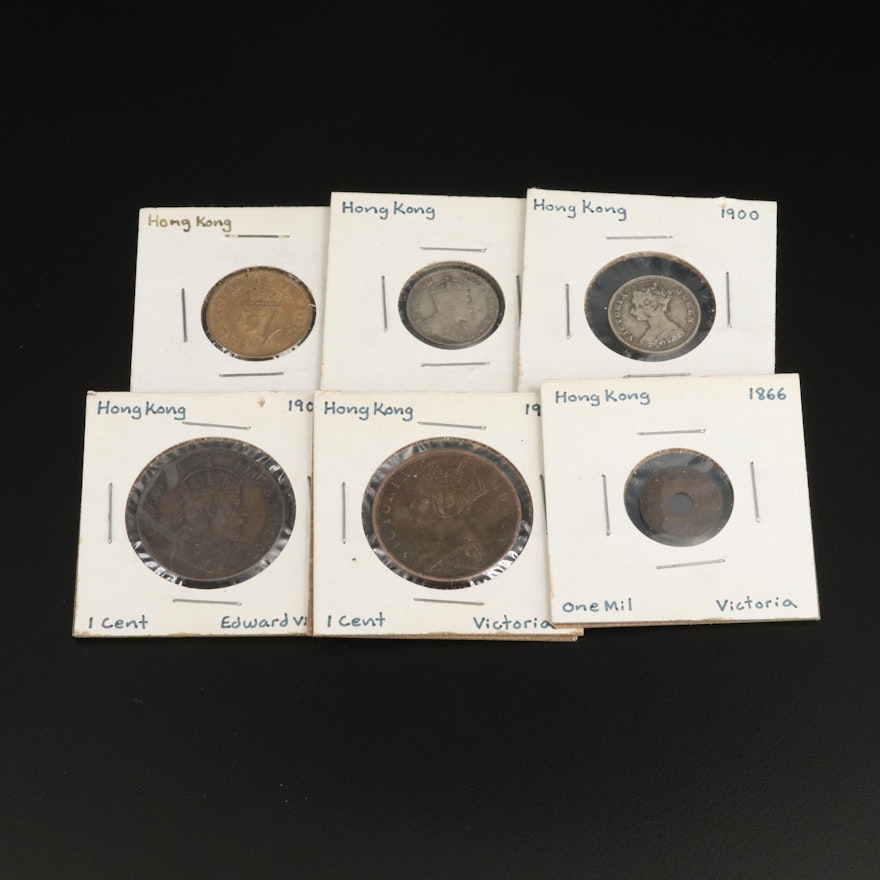 Collection of Six Hong Kong Coins With Silver