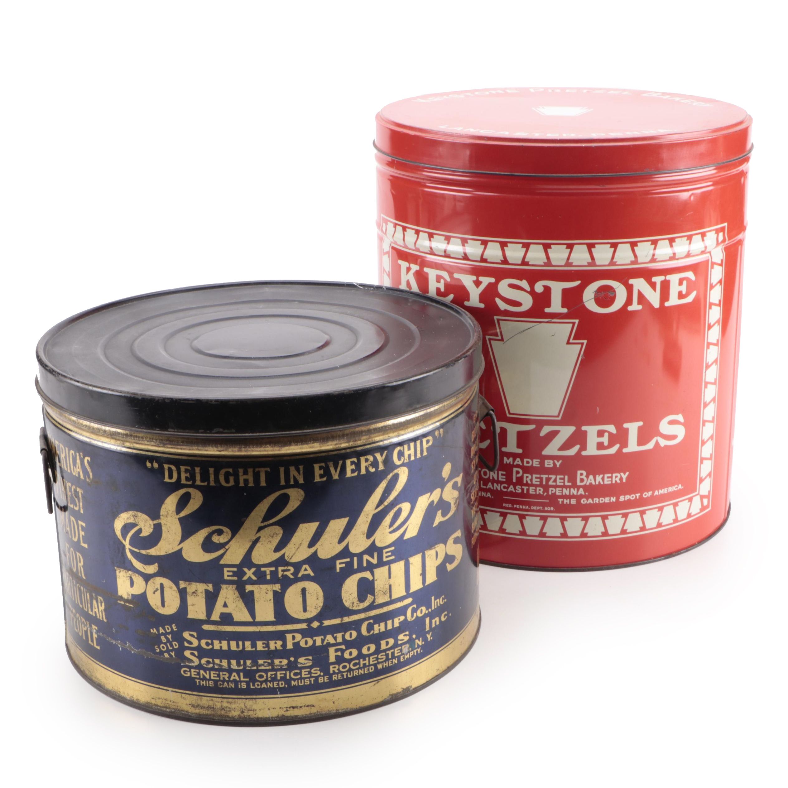 Schuler's Potato Chips with Keystone Pretzel Metal Food Canisters