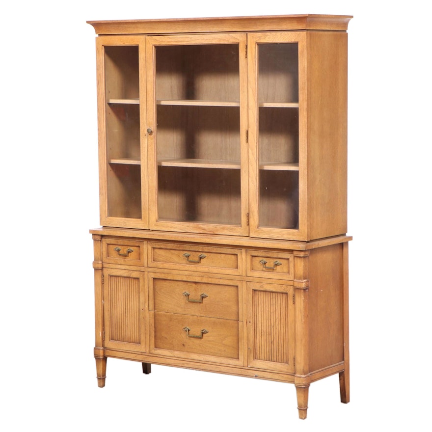Drexel "Campagna" Walnut and Pecan China Cabinet, Mid-20th Century