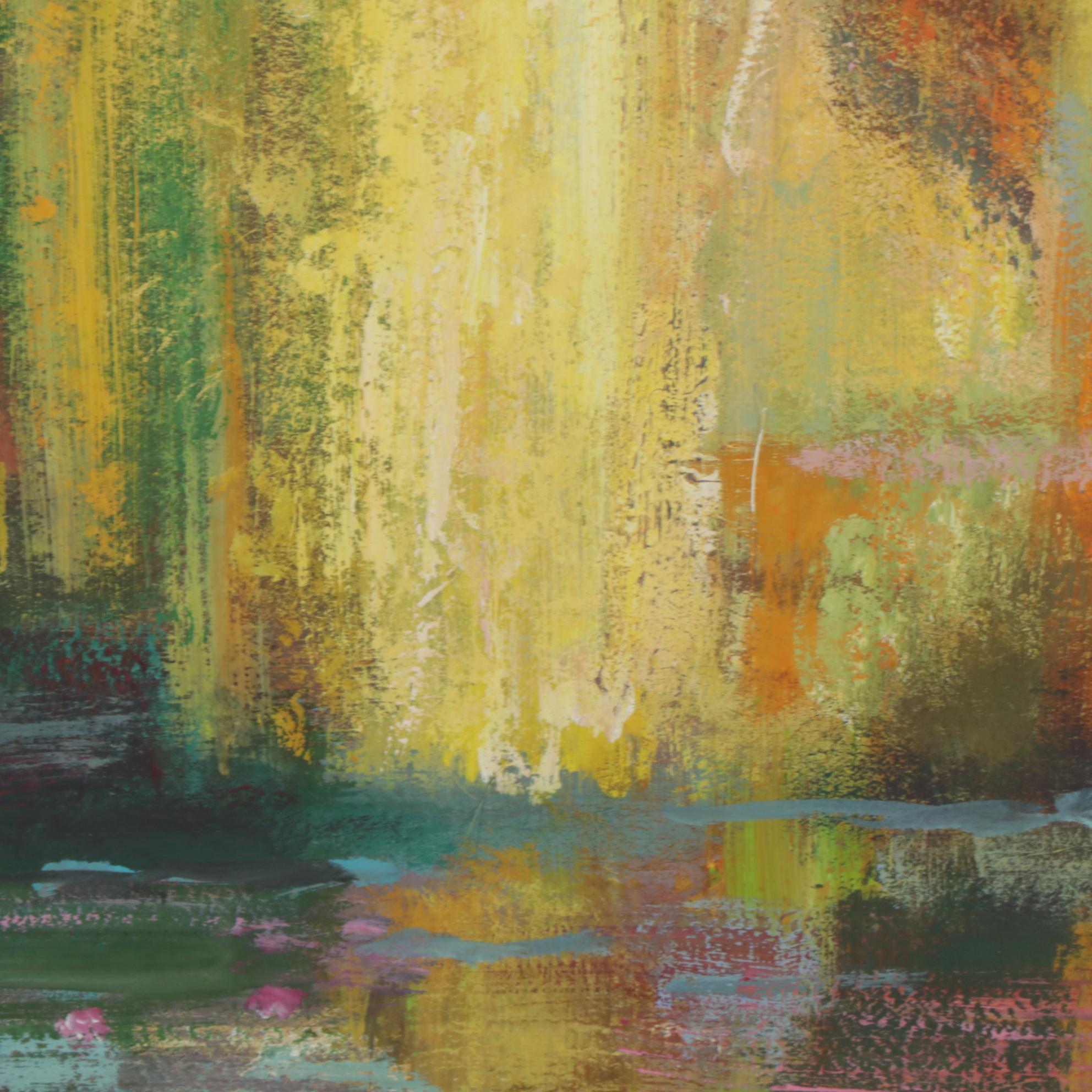 Abstract Landscape Oil Painting of Forest Pond, 2002