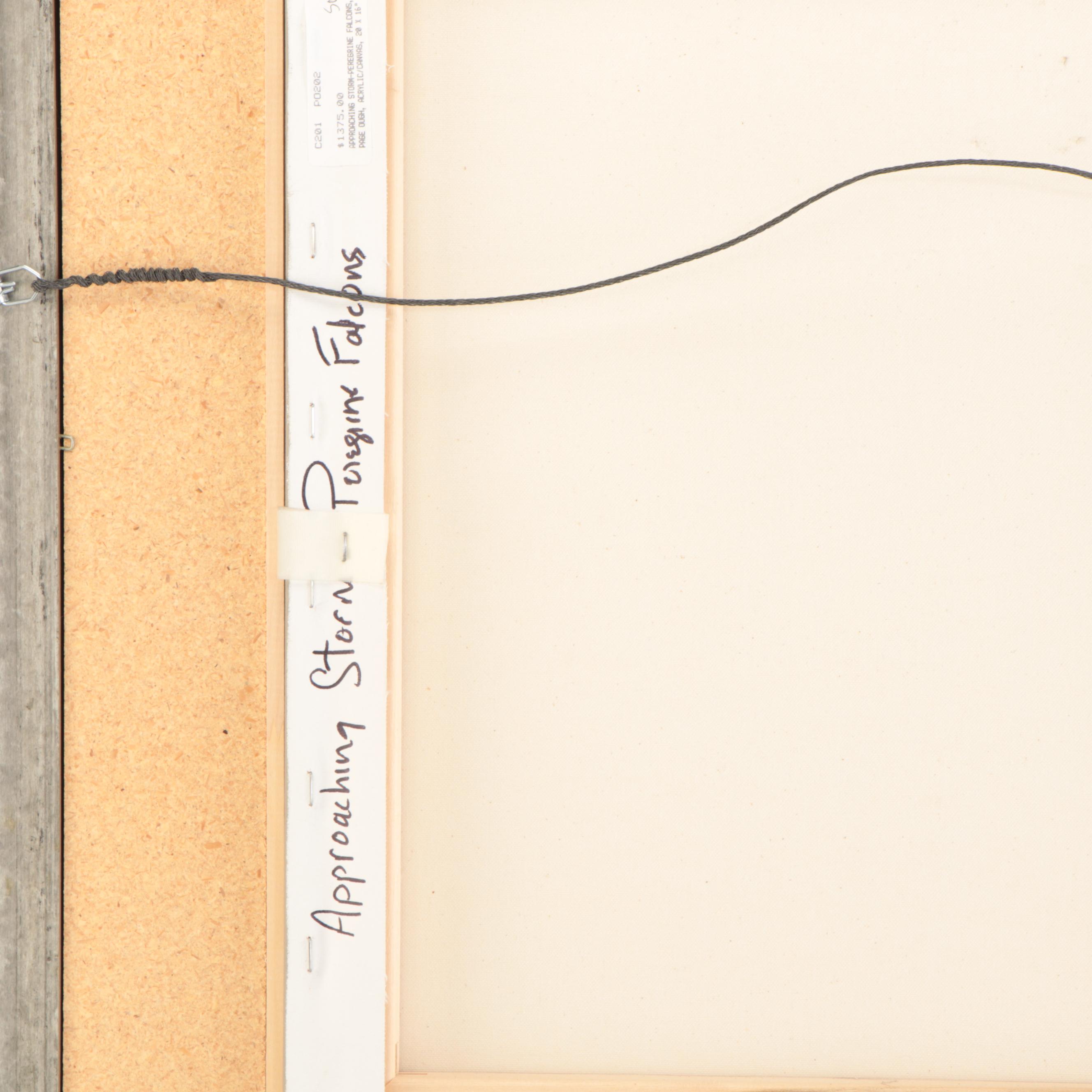 Page Ough Acrylic Painting "Approaching the Storm-Peregrine Falcons"