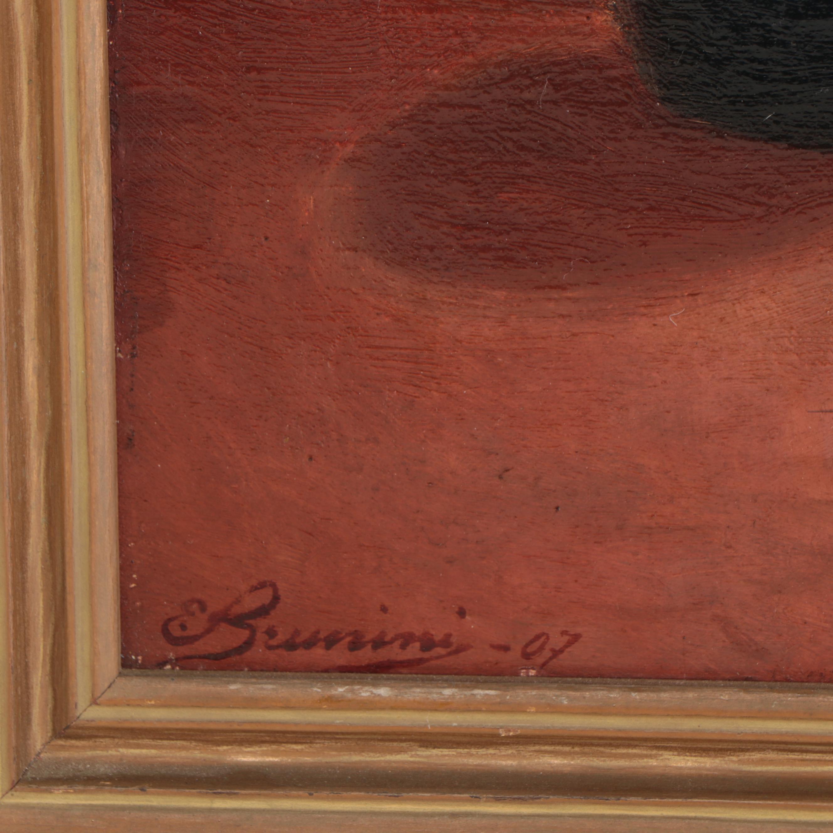 Ettore Brunini Oil Painting of Woman Sitting by a Window, 1907