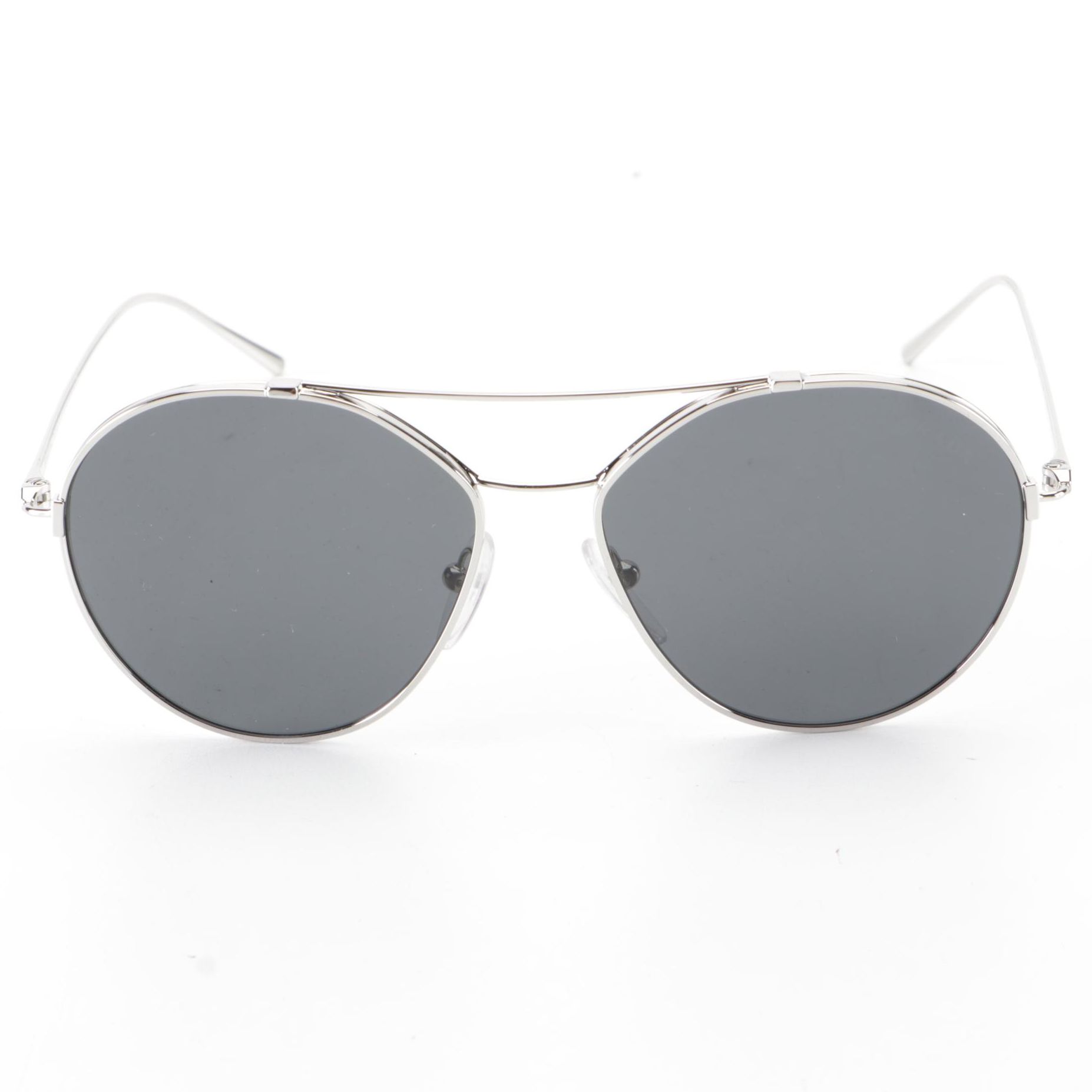 Prada SPR56U Silver Metal Aviator Sunglasses with Box and Case