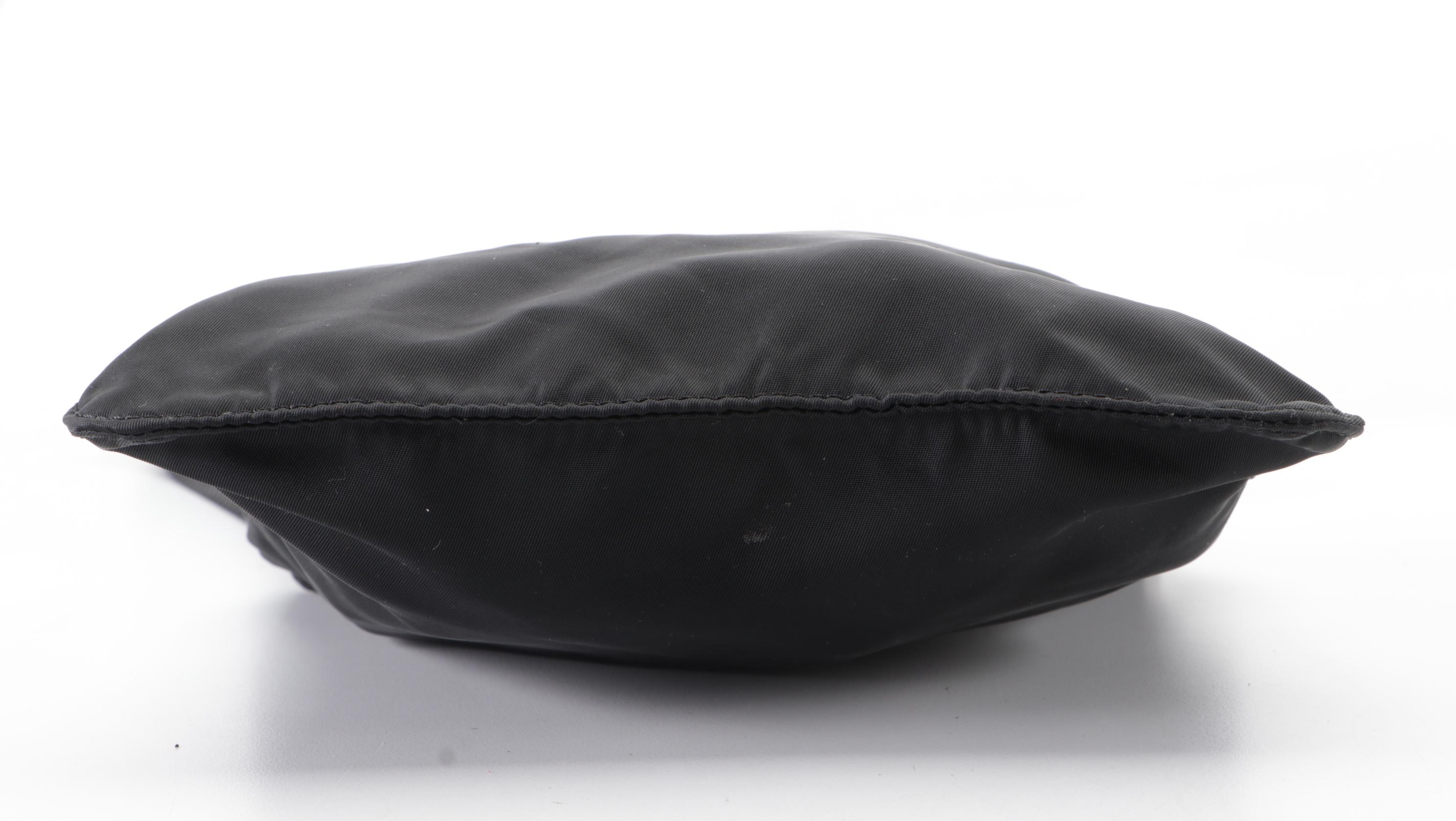 Prada Small Flat Vela Crossbody Bag in Black Tessuto Nylon