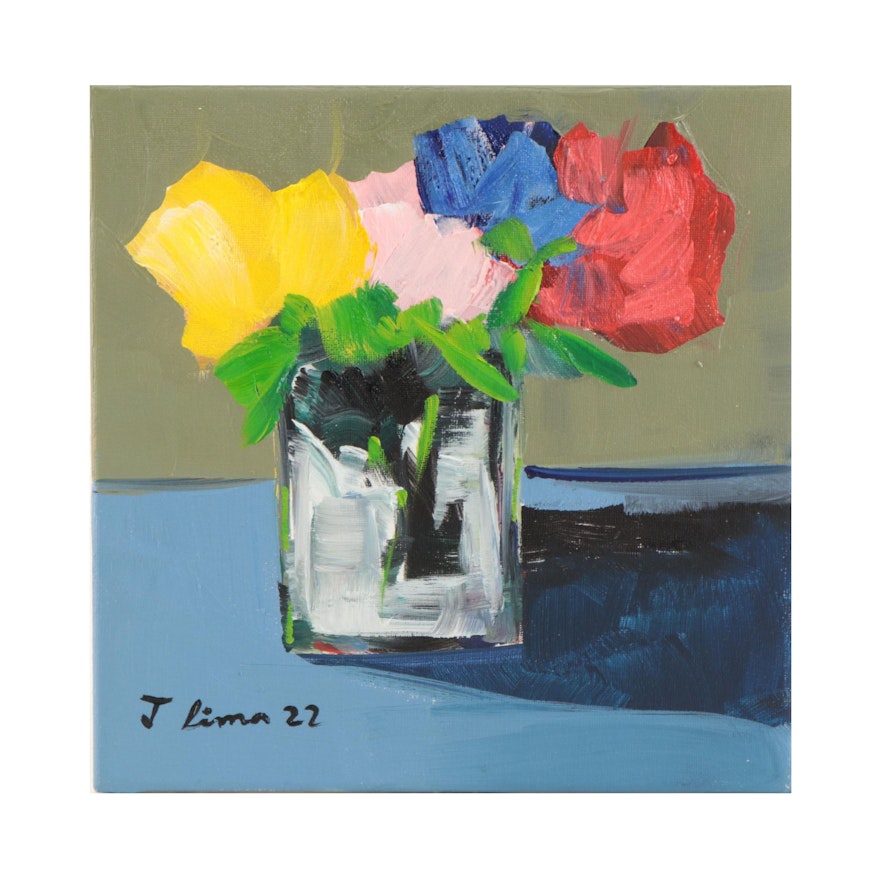 José M. Lima Floral Still Life Oil Painting, 2022