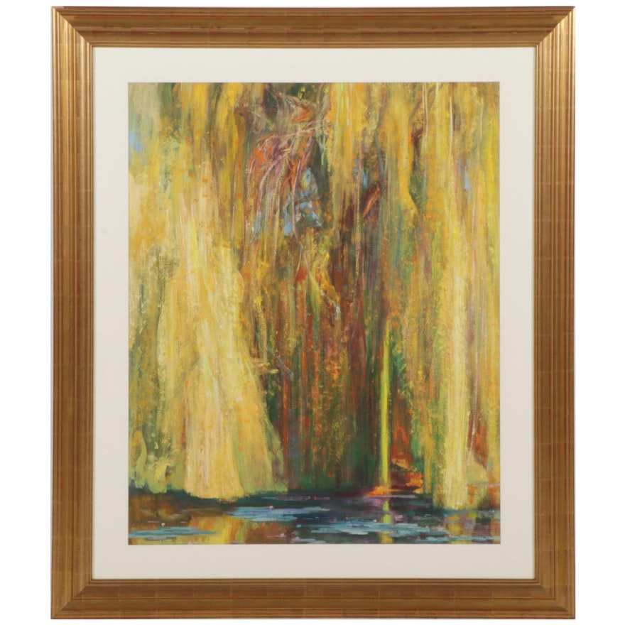 Abstract Landscape Oil Painting of Forest Pond, 2002