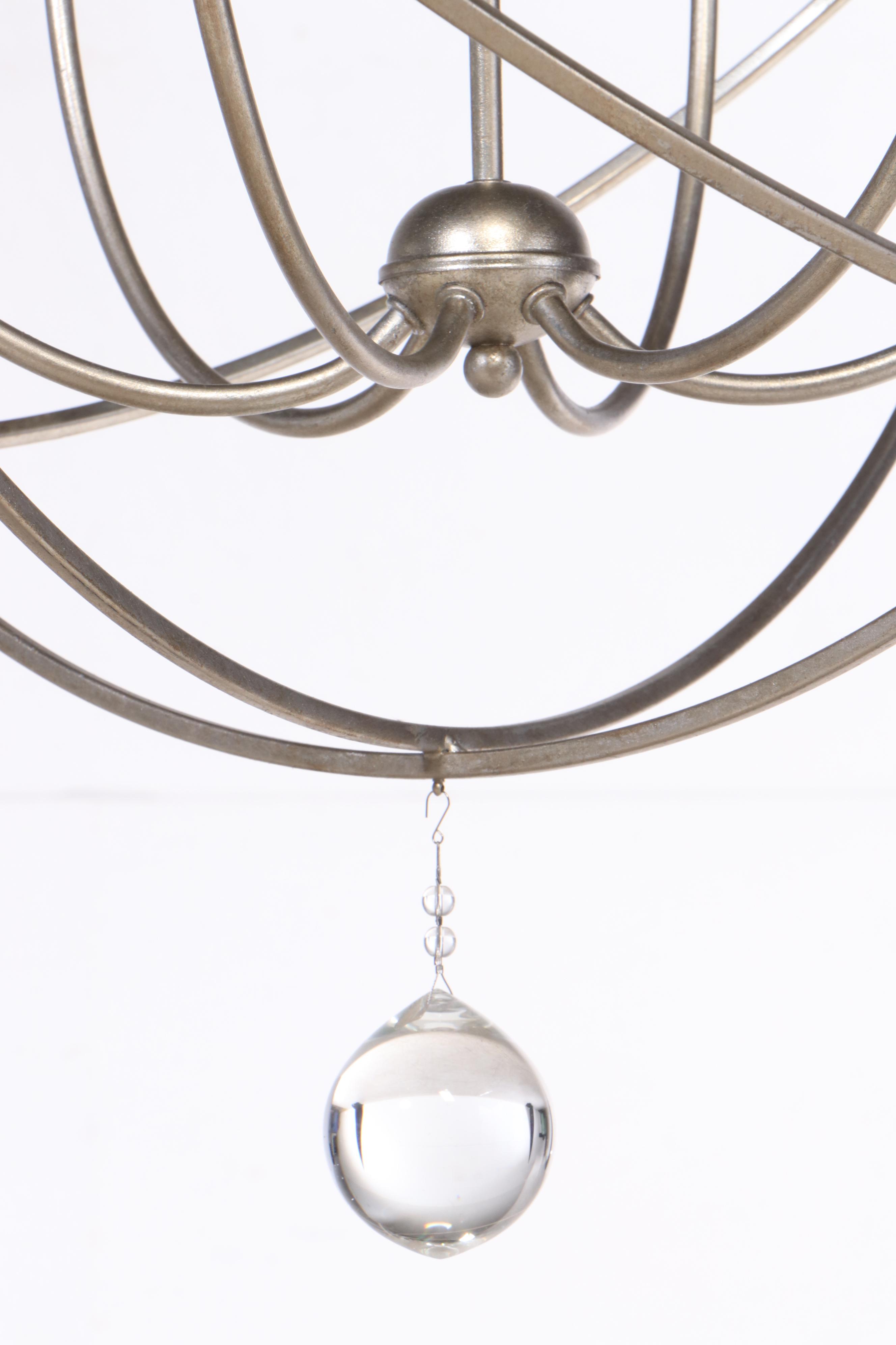 Brushed Metal Orbital Cage Six-Arm Chandelier