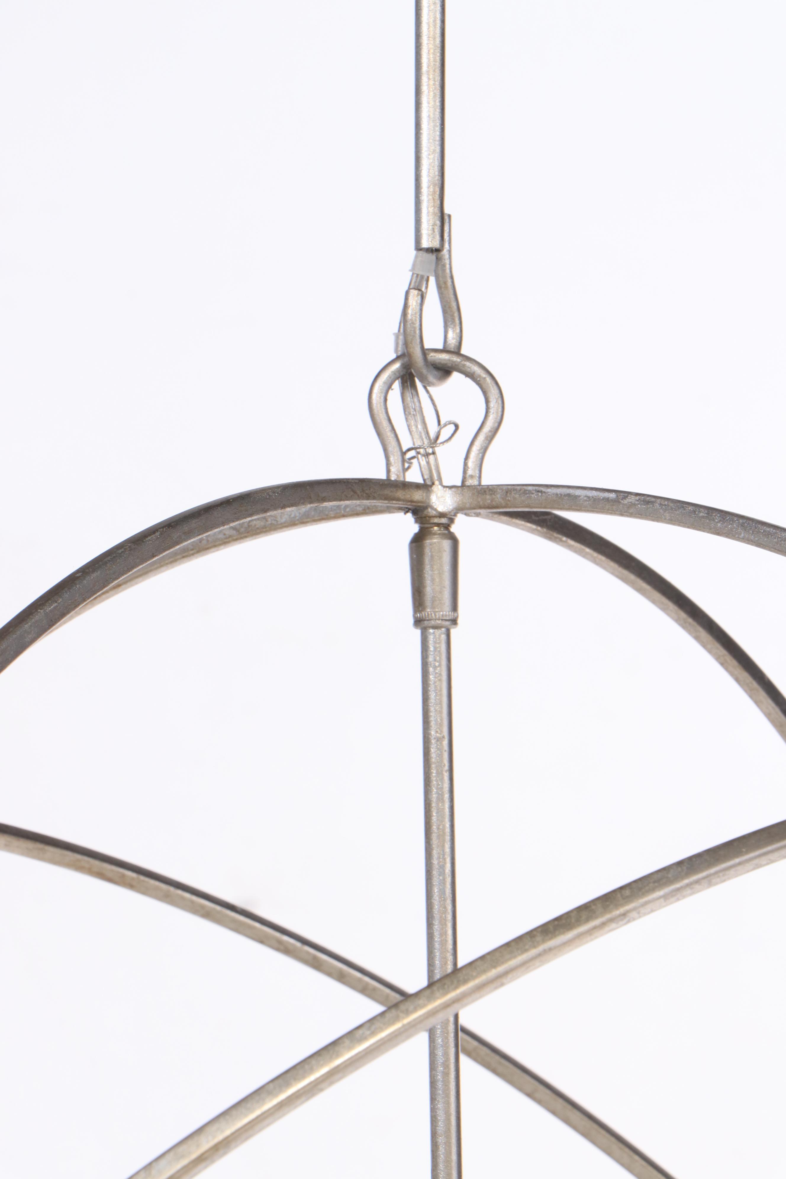 Brushed Metal Orbital Cage Six-Arm Chandelier