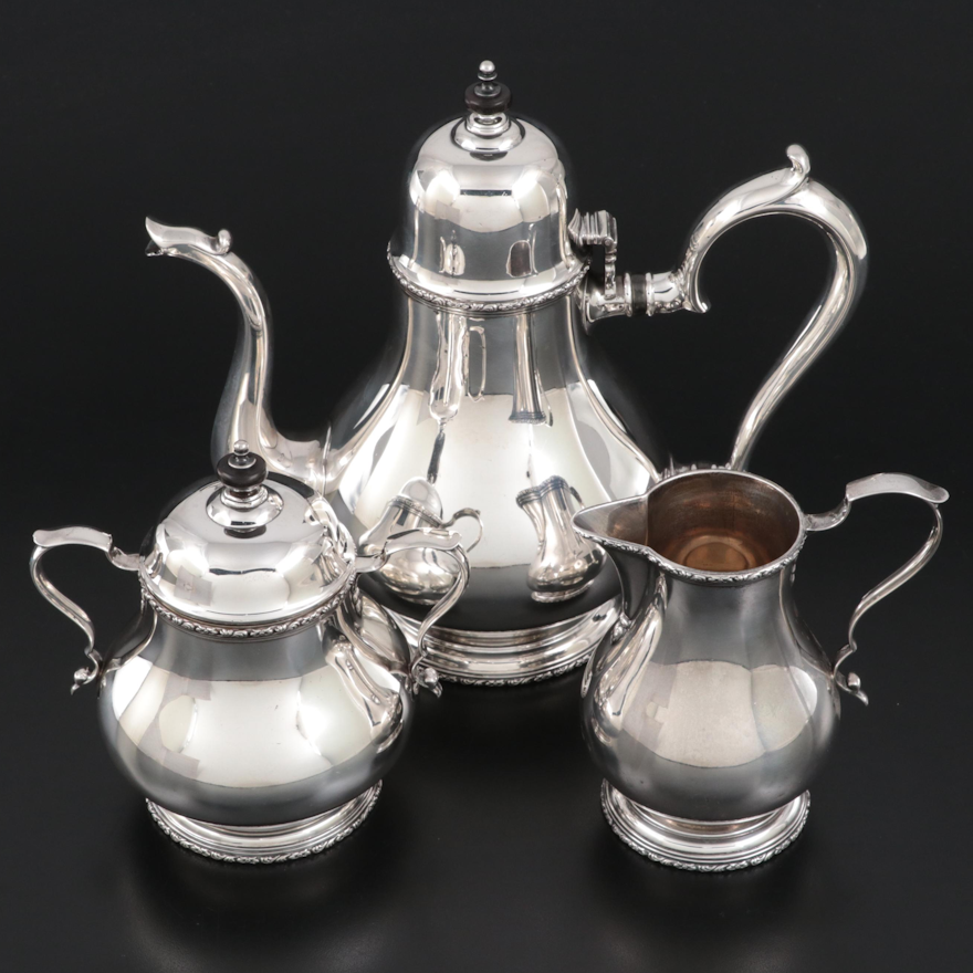 Rogers, Lunt & Bowlen "William & Mary" Sterling Silver Coffee Set, circa 1920