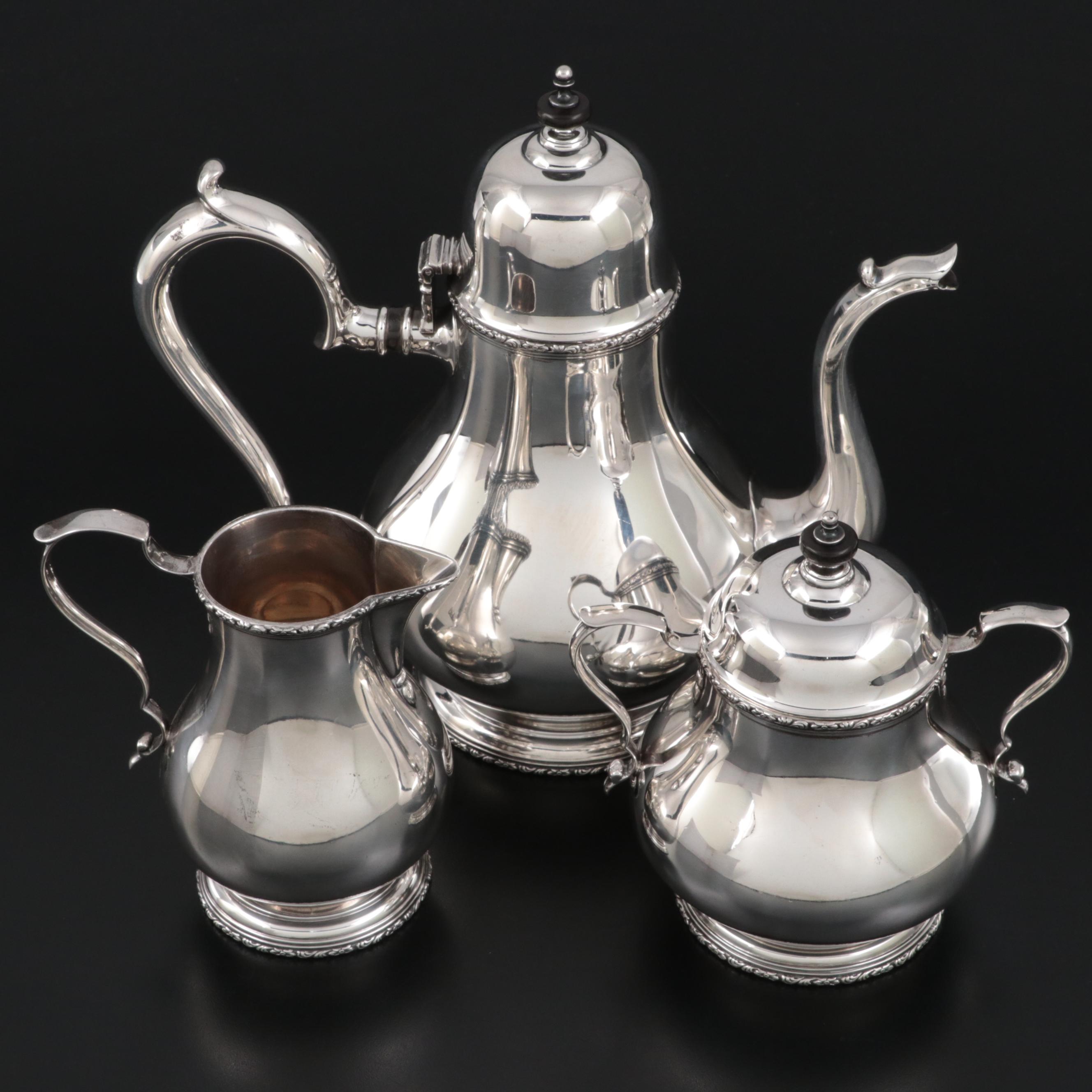 Rogers, Lunt & Bowlen "William & Mary" Sterling Silver Coffee Set, circa 1920