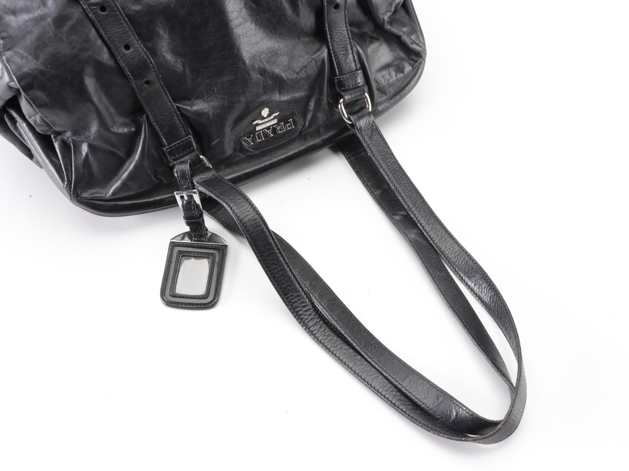 Prada New Look Belt Strap Frame Bag in Black Leather