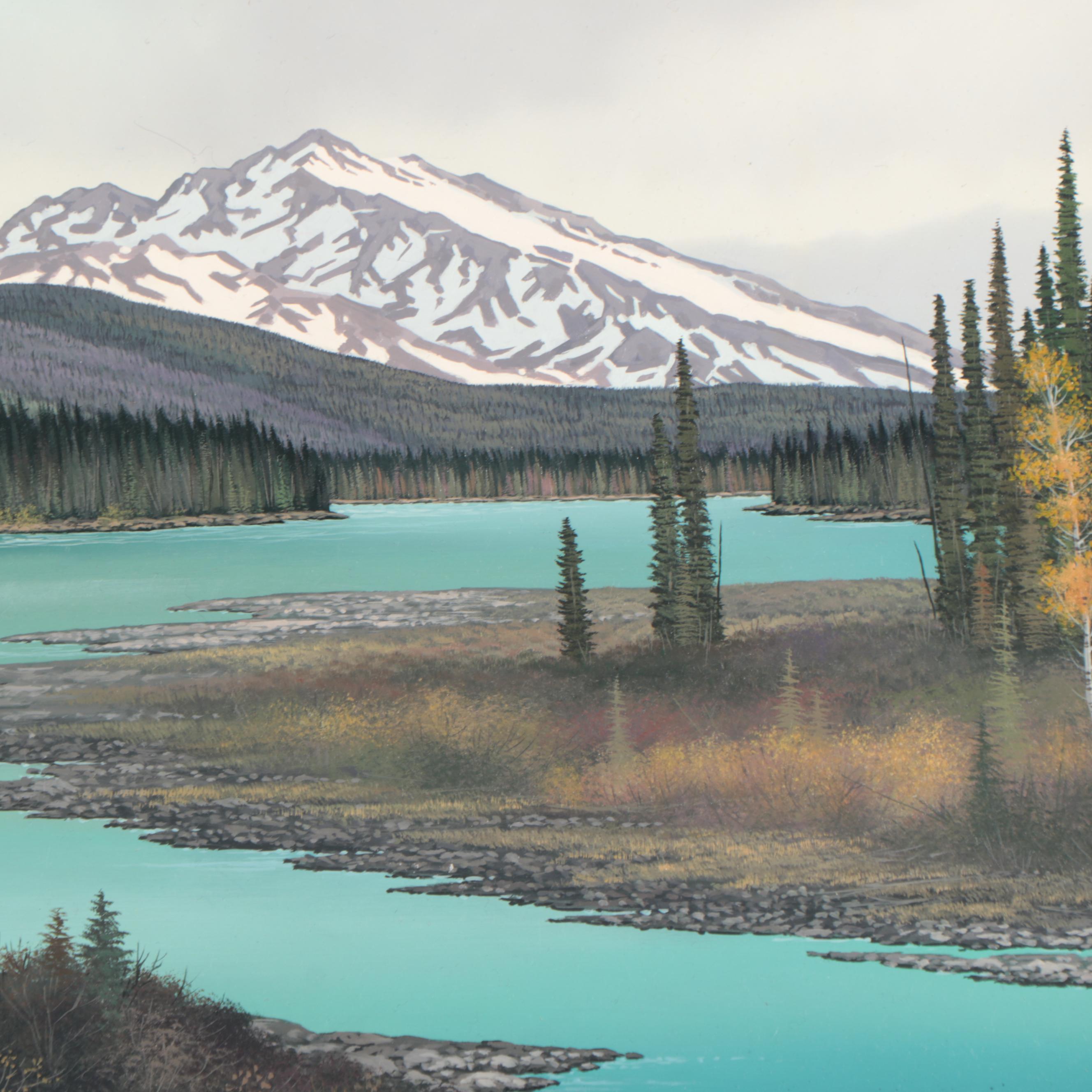 Roger D. Arndt Oil Painting "Late Summer Athabasca," Circa 2000