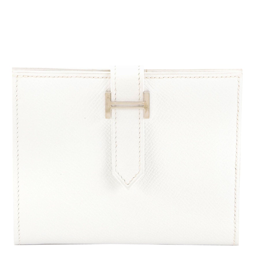 Hermès Bearn Compact Bifold Wallet in White Epsom Leather