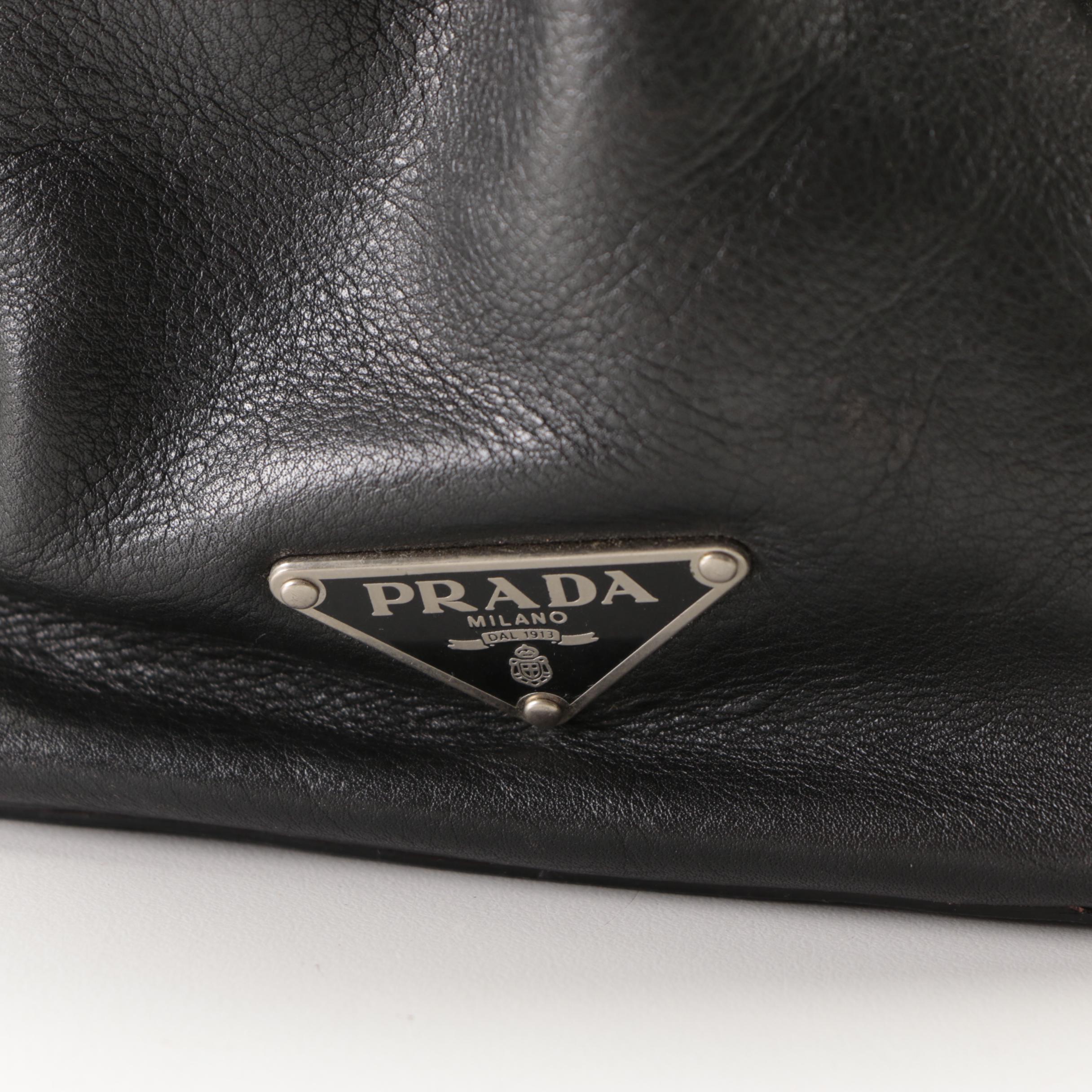 Prada Shoulder Satchel in Black Calfskin Leather