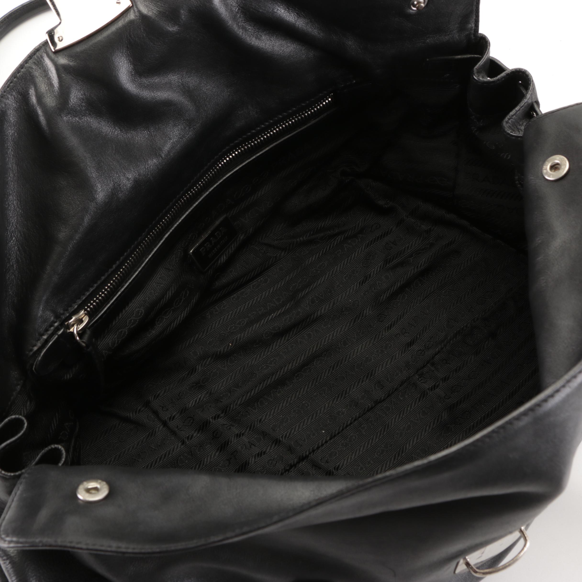 Prada Shoulder Satchel in Black Calfskin Leather