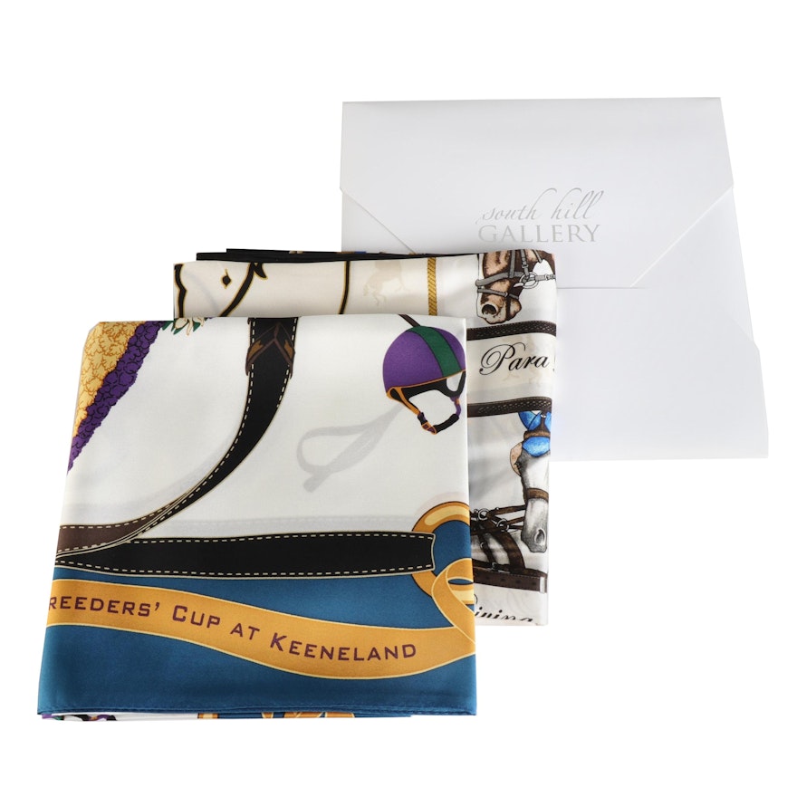 South Hill Gallery Equestrian Commemorative Silk Twill Scarves, 2010 and 2015