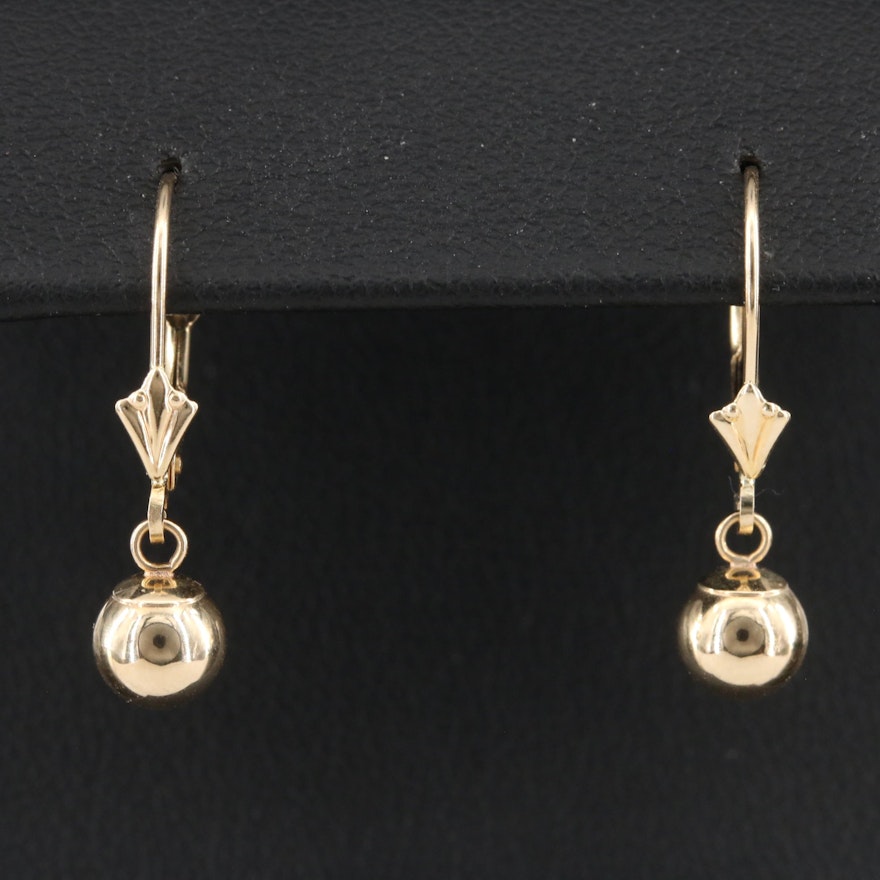 14K Sphere Drop Earrings