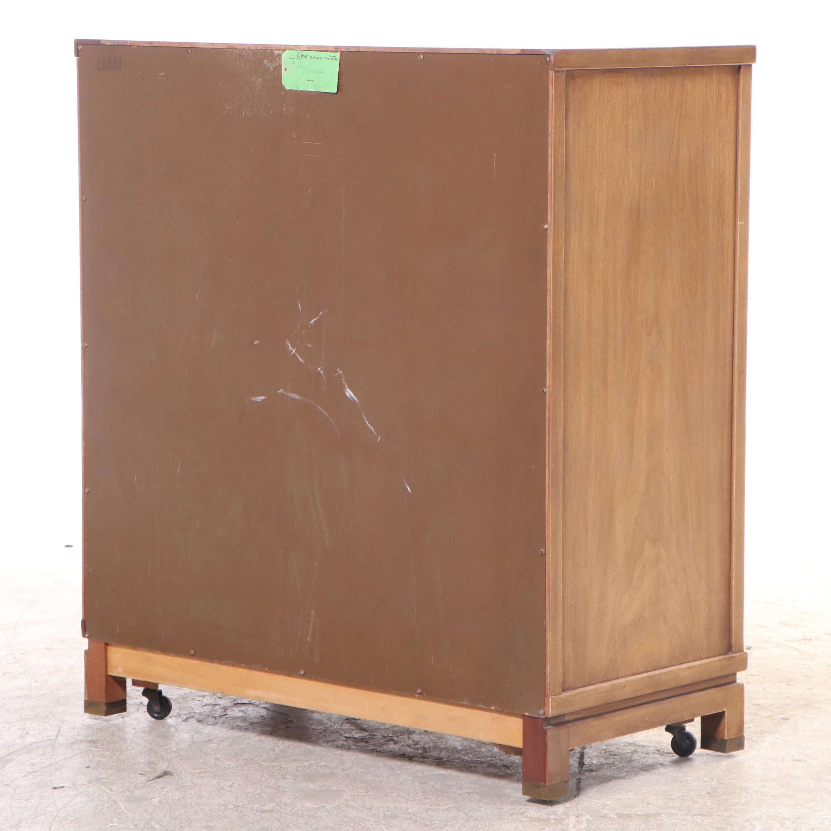 R-WAY "Lanai" Blonde Mahogany Five-Drawer Chest, Nightstand, and Wall Mirror