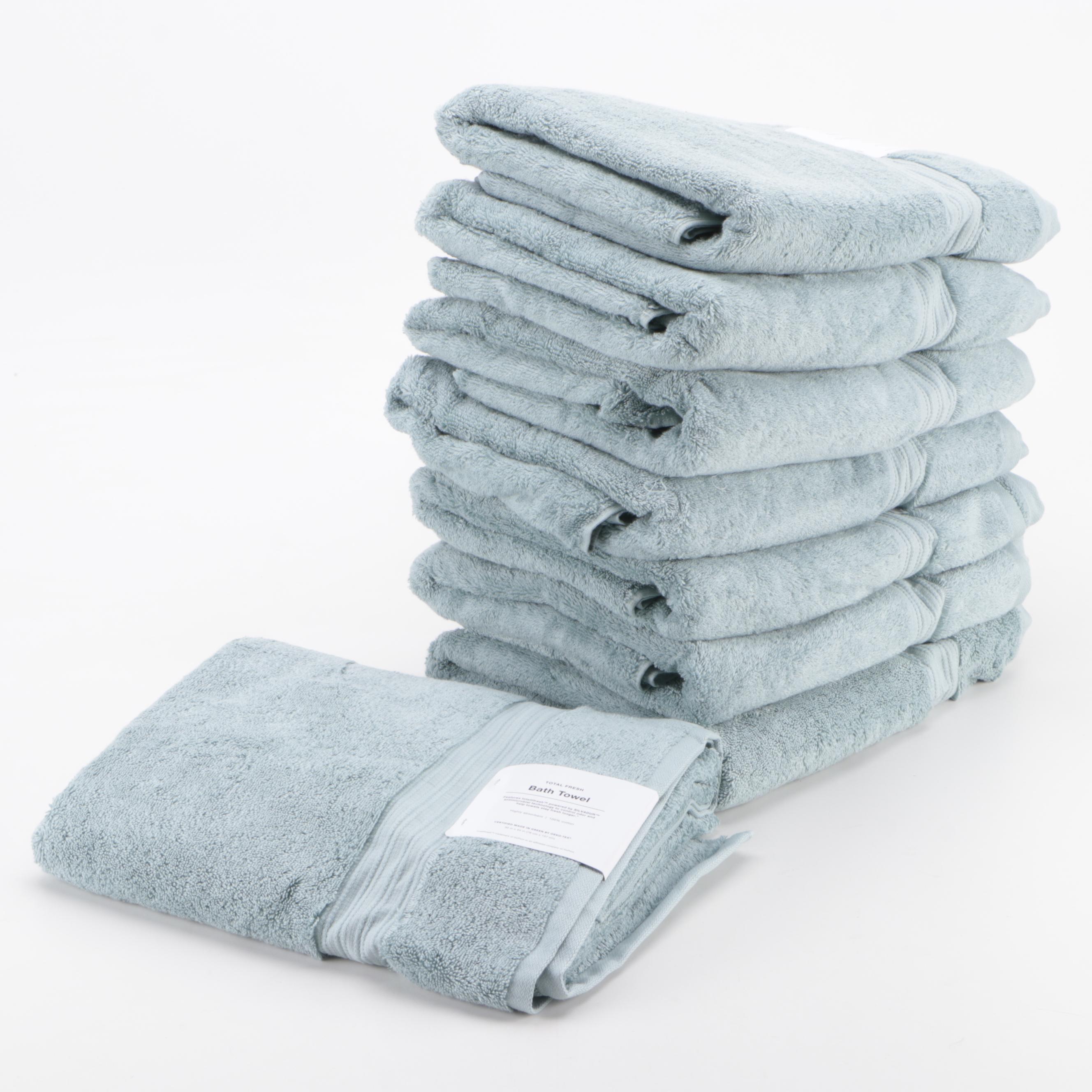 Set of Eight Aqua Total Fresh Bath Towels