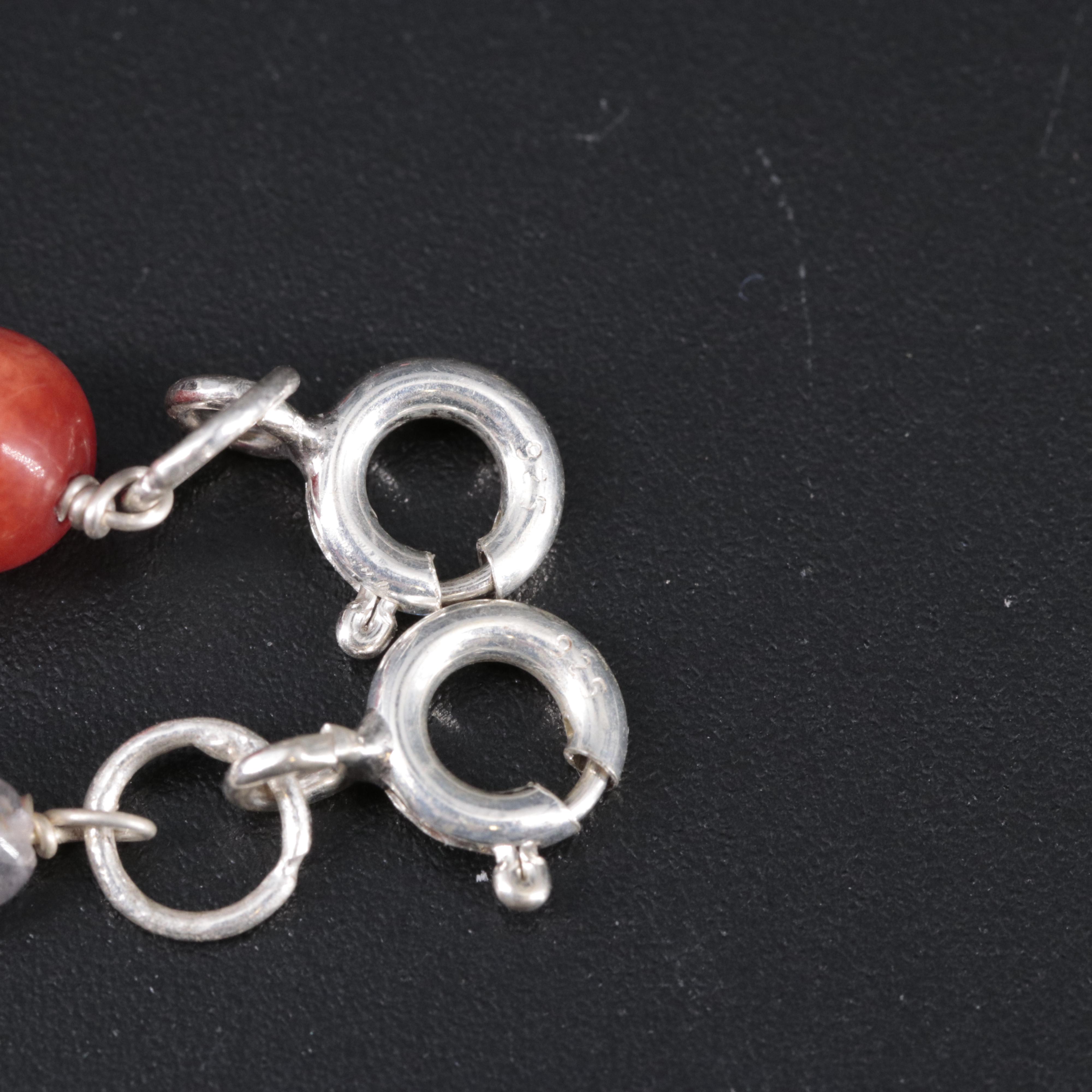 Sterling Silver Bracelet Set Featuring Gemstones