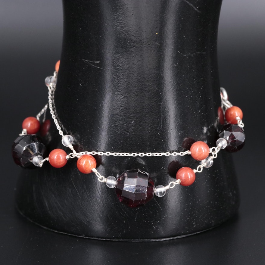 Sterling Silver Bracelet Set Featuring Gemstones