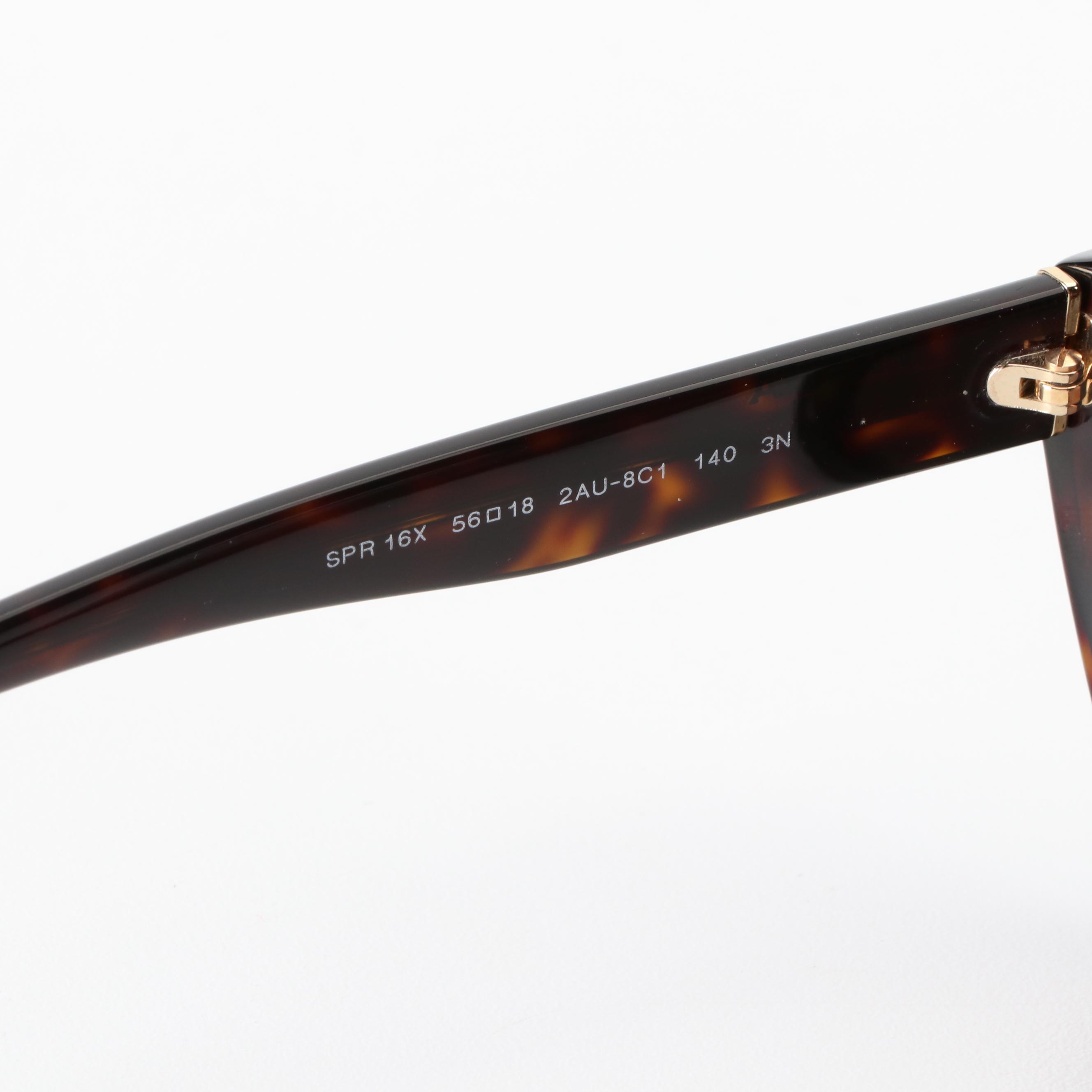 Prada SPR16X Dark Havana Butterfly Frame Sunglasses with Box and Case