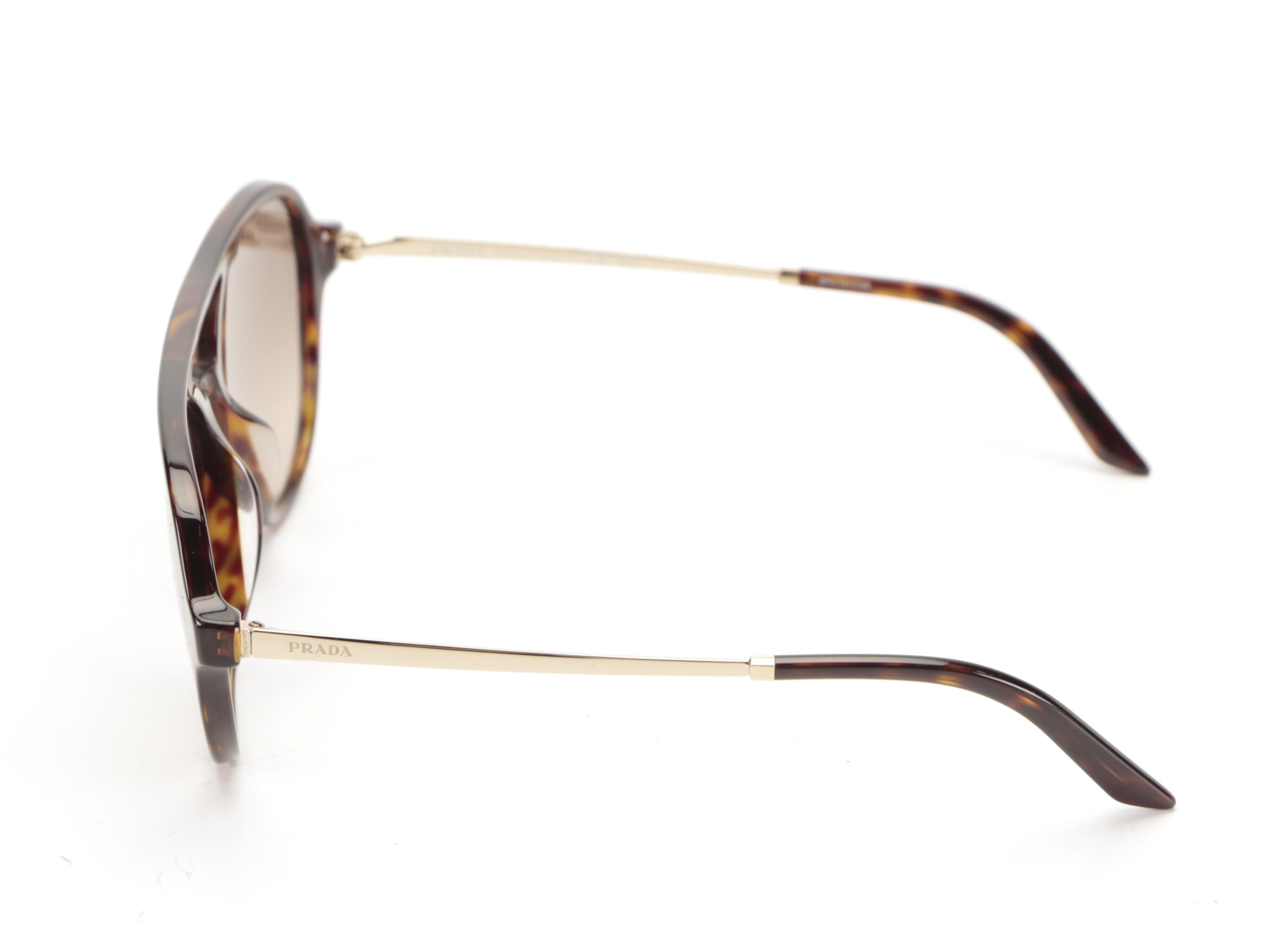 Prada SPR13W-F Pilot Sunglasses in Brown with Case and Box