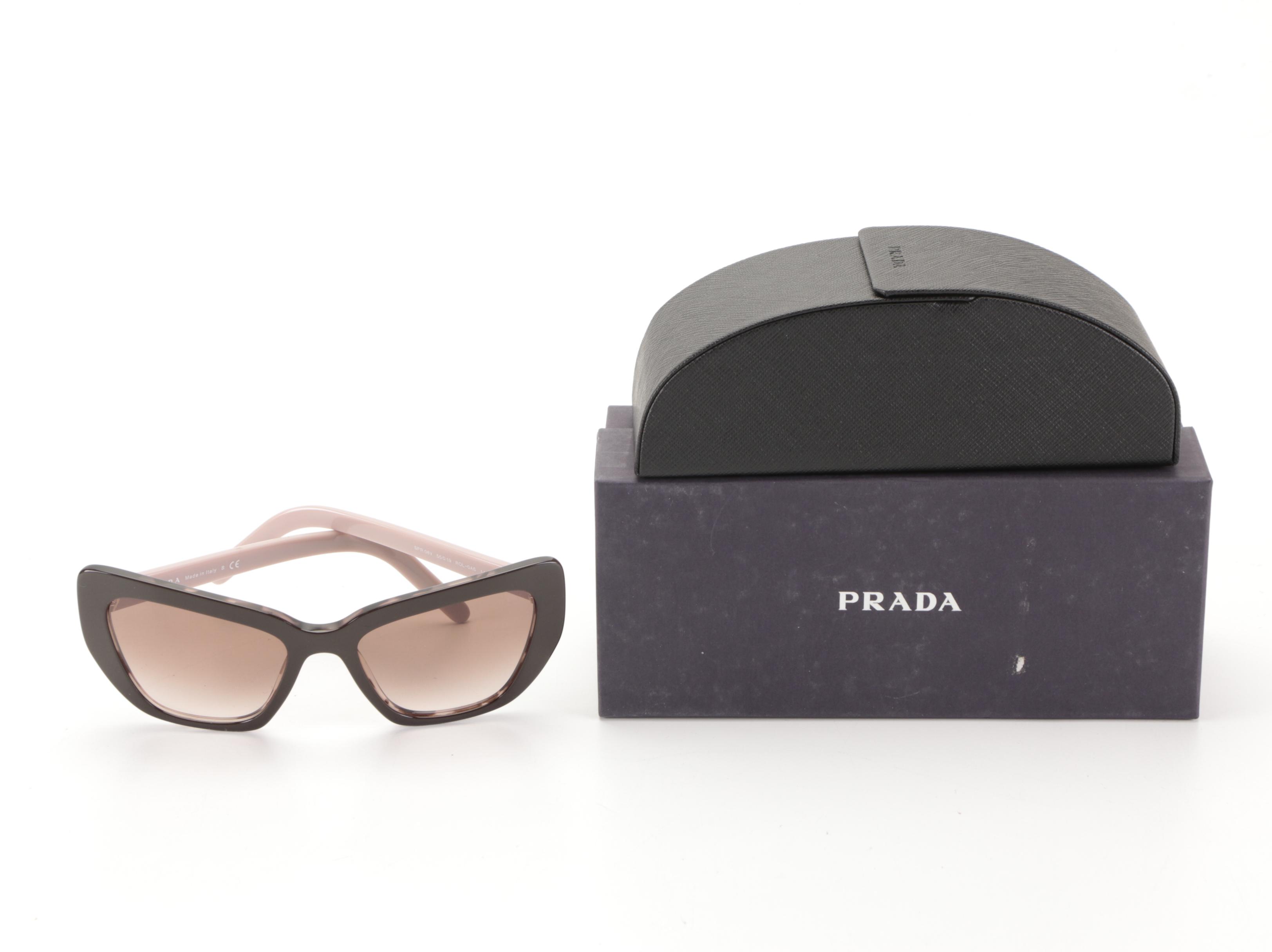 Prada SPR08V Modified Cat Eye Sunglasses with Case and Box