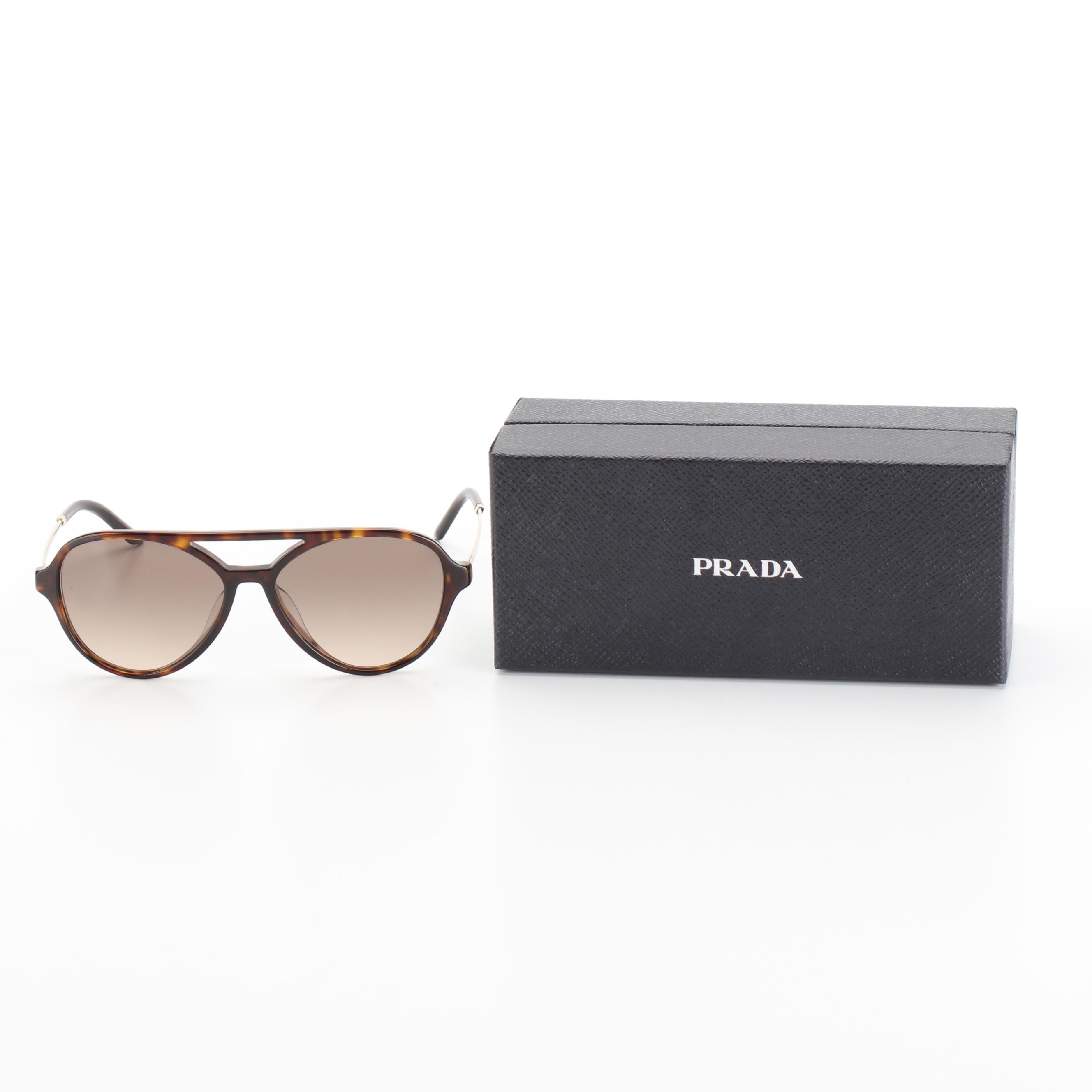 Prada SPR13W Havana Avio Sunglasses with Case and Box