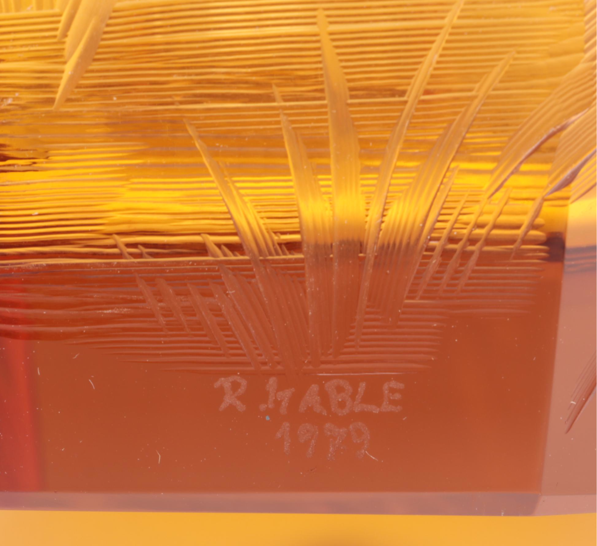 Konstantin Hable Jr. for Moser Landscape with Heron Engraved Crystal Vase, 1979