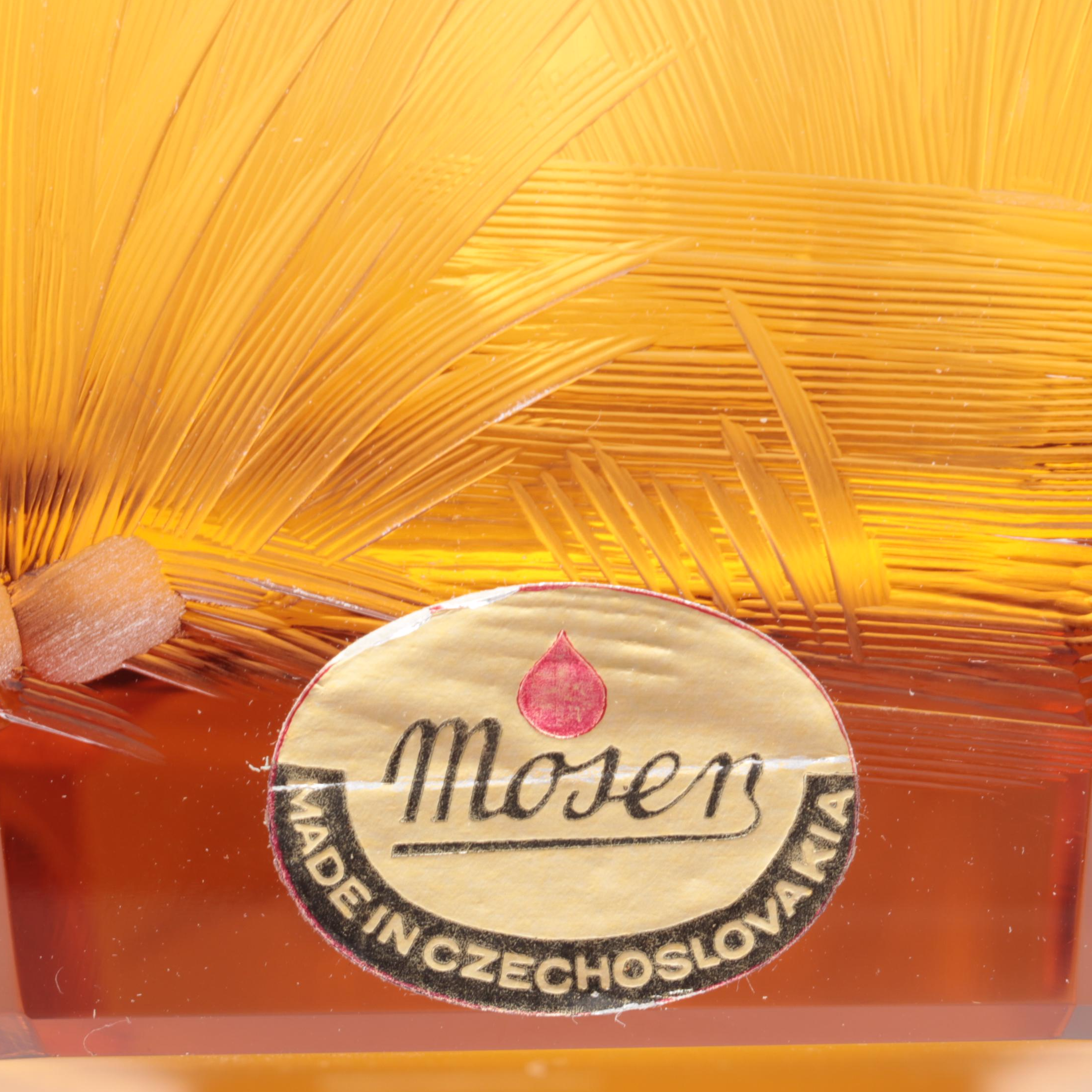 Konstantin Hable Jr. for Moser Landscape with Heron Engraved Crystal Vase, 1979