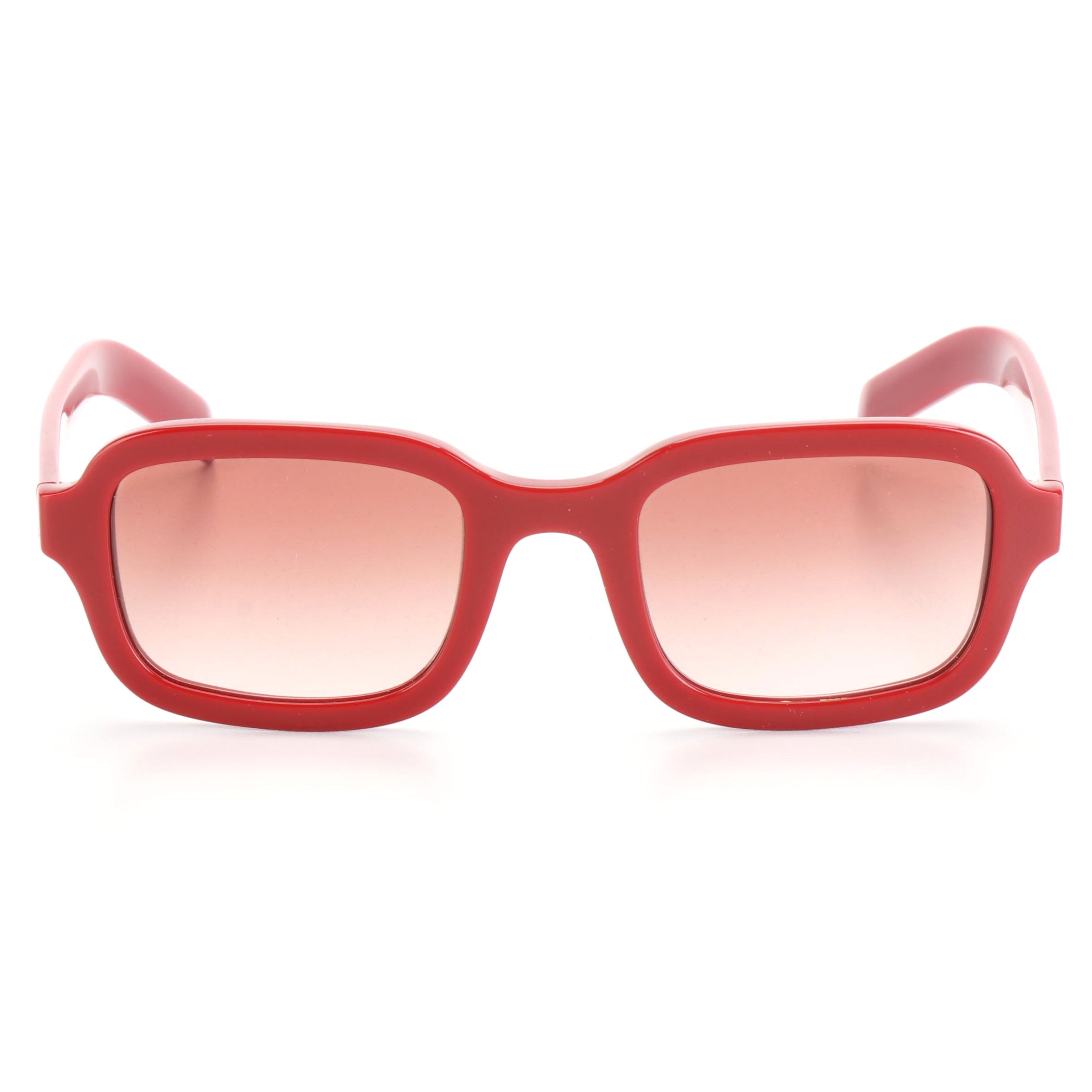 Prada SPR11X Red Rectangular Sunglasses with Case and Box