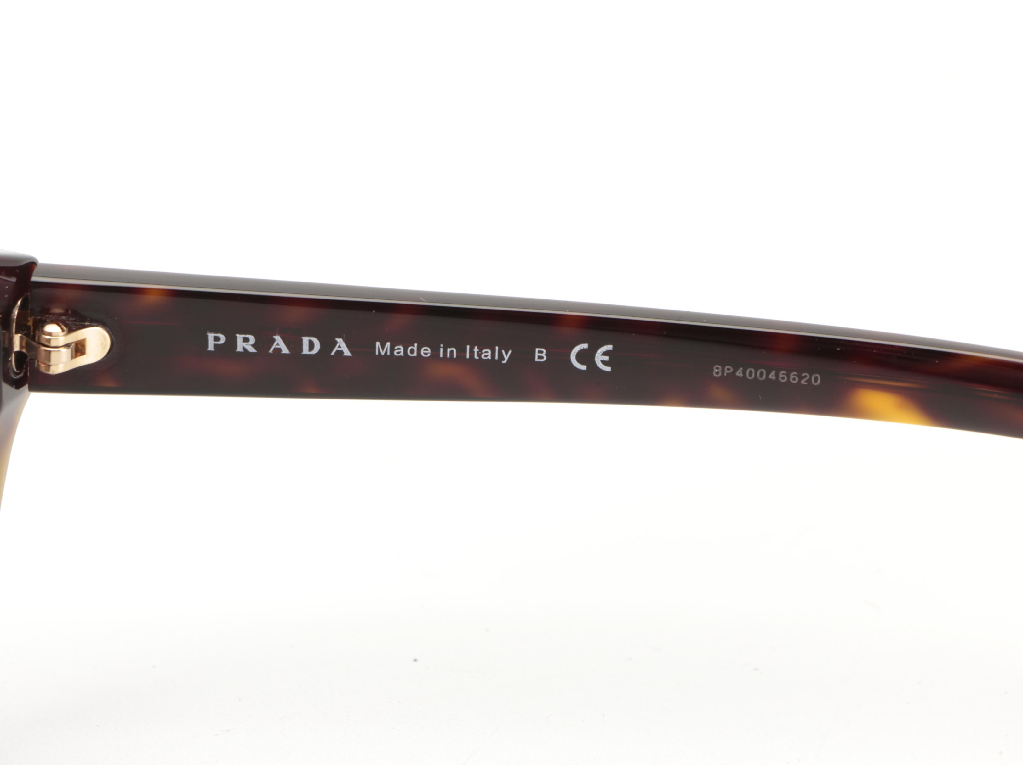 Prada SPR03V-F Geometric Sunglasses in Tortoise Acetate with Case