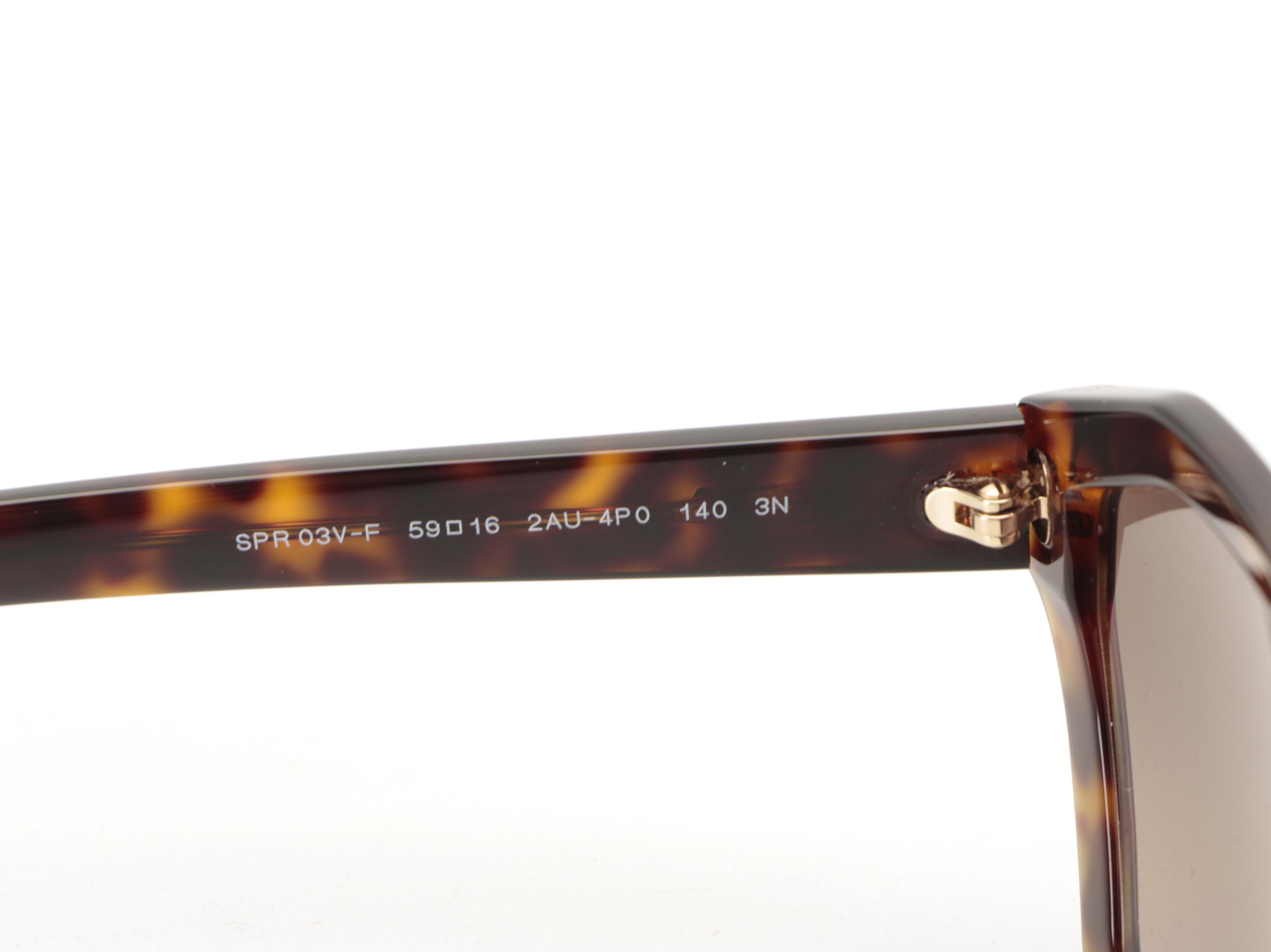 Prada SPR03V-F Geometric Sunglasses in Tortoise Acetate with Case