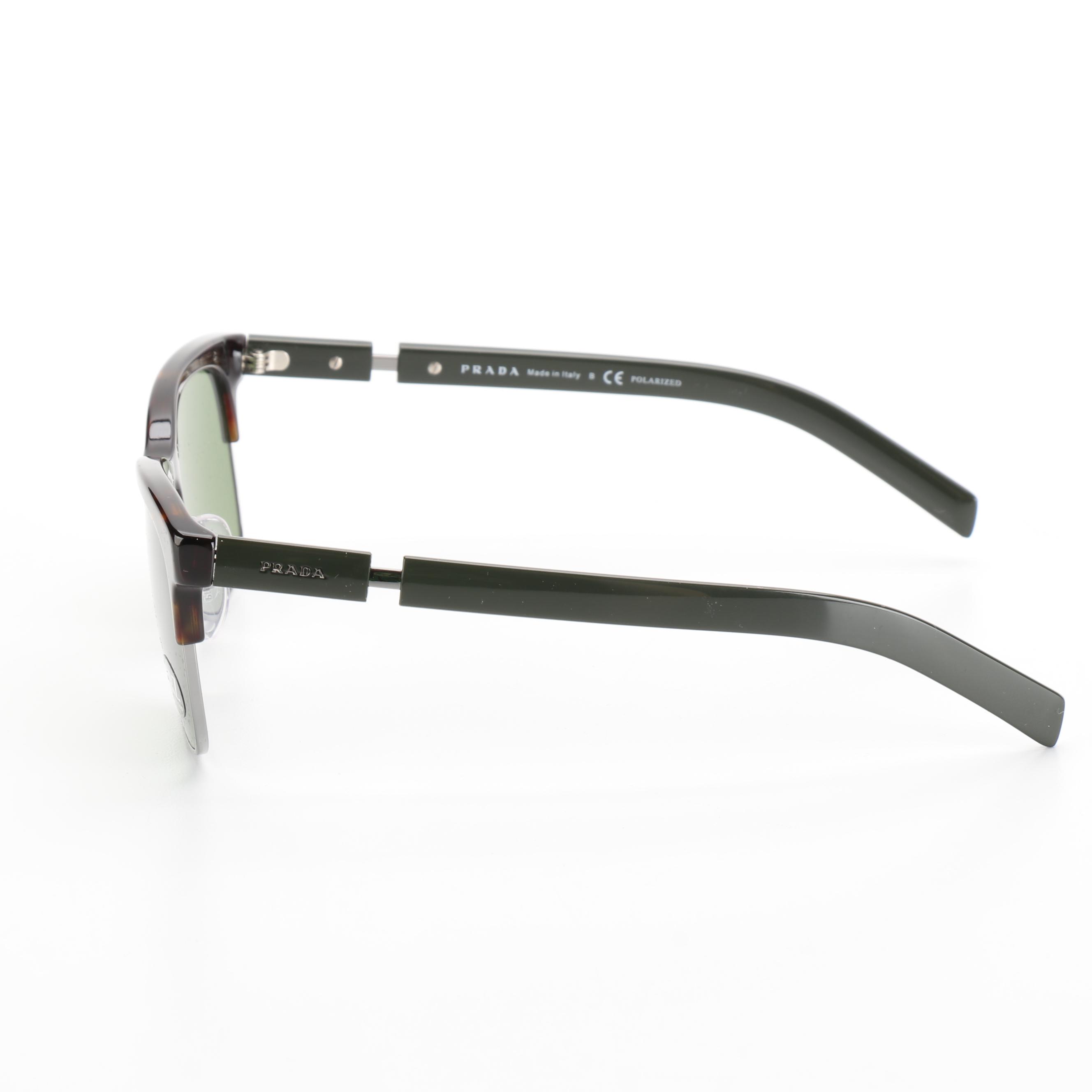 Prada SPR17X Dark Green/Havana Polarized Sunglasses with Box and Case