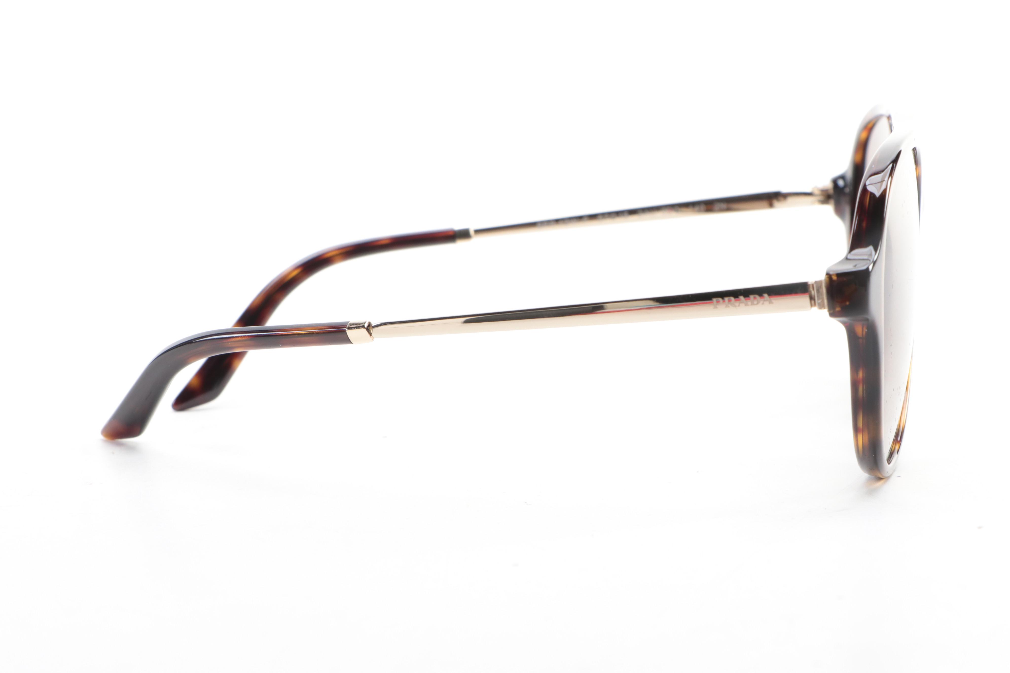 Prada SPR13W-F Tortoise Aviator Sunglasses with Case and Box