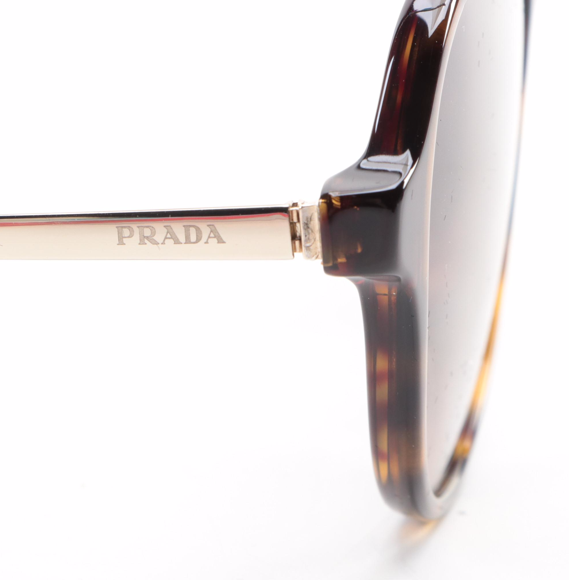 Prada SPR13W-F Tortoise Aviator Sunglasses with Case and Box