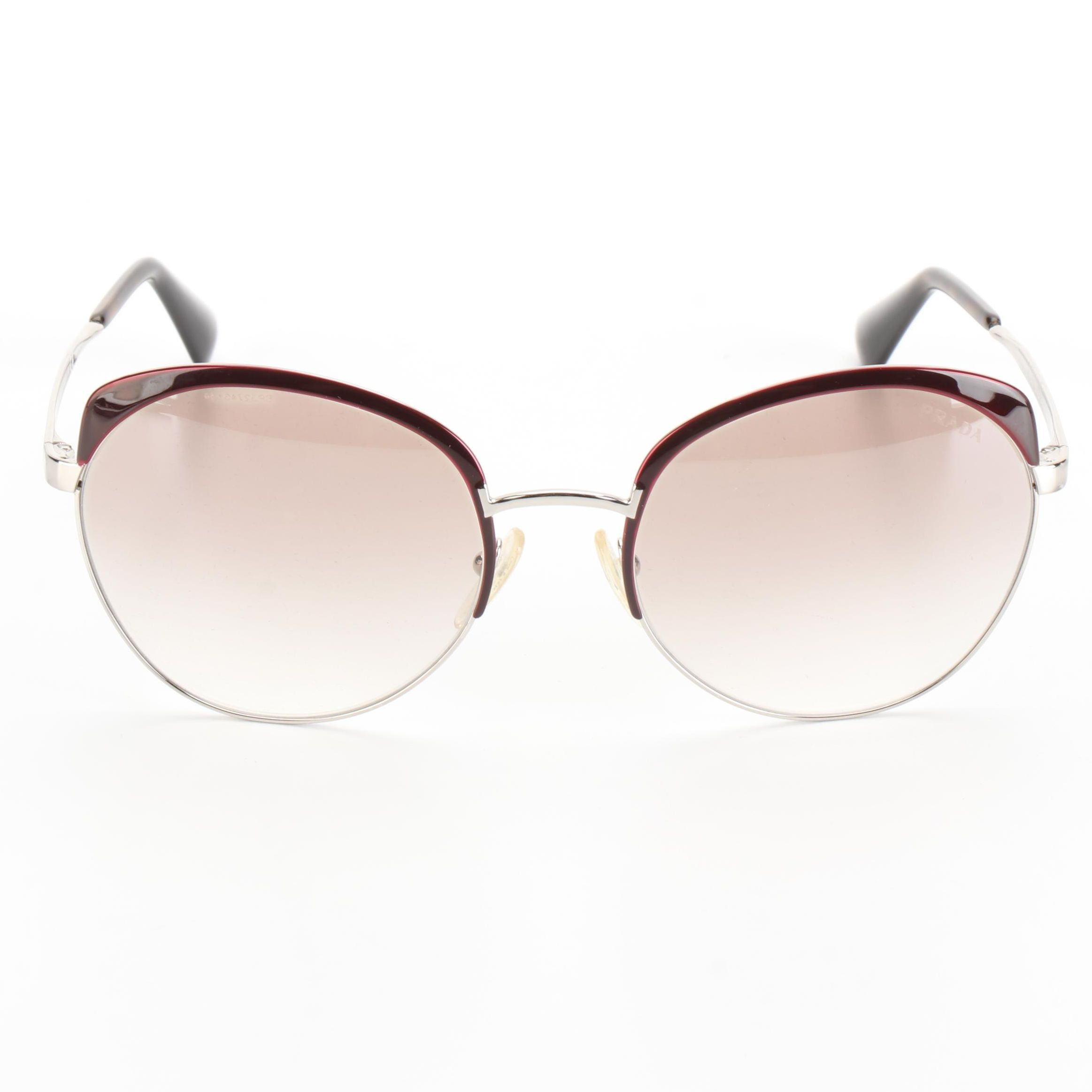 Prada SPR54S Silver Tone Sunglasses with Case and Box