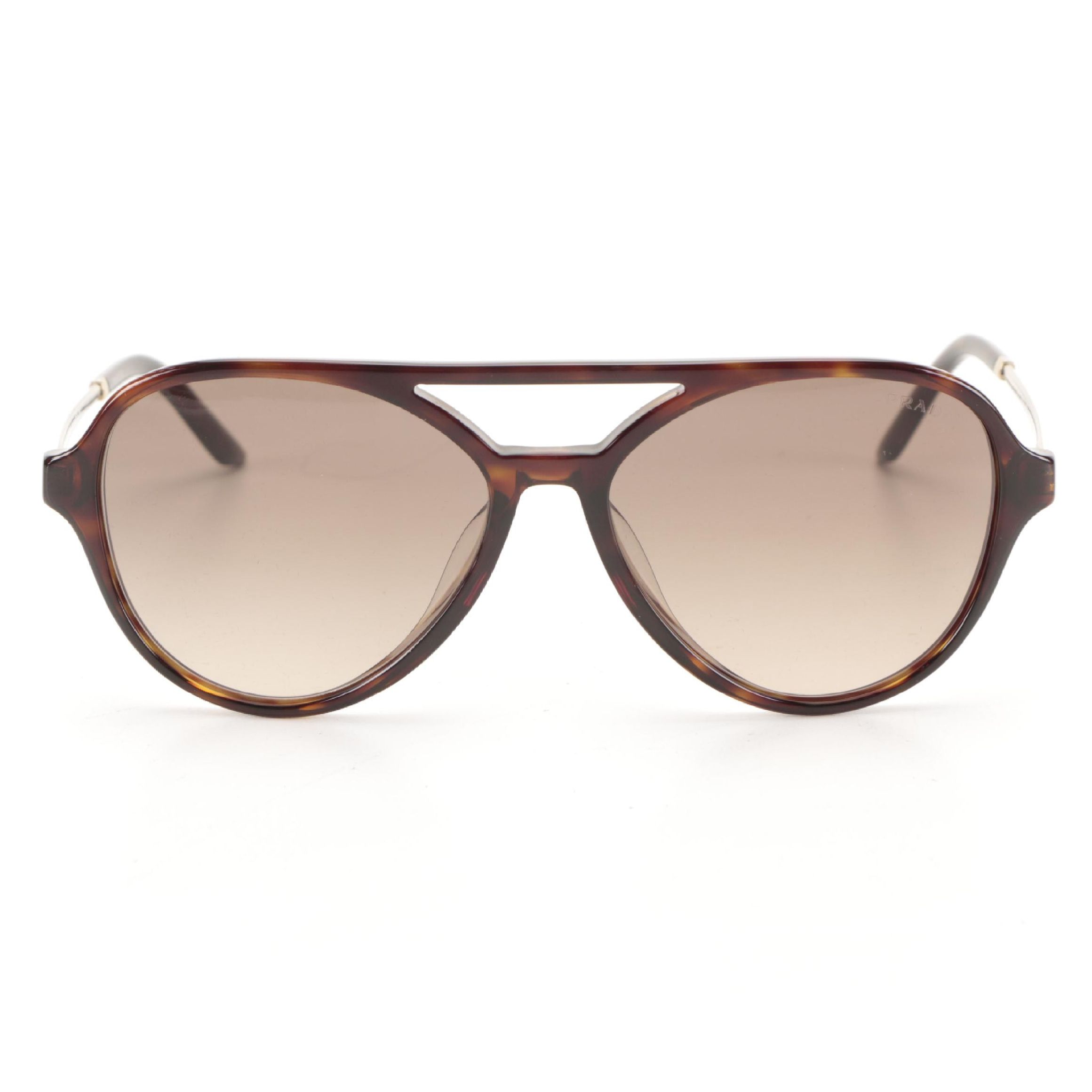 Prada SPR13W-F Pilot Sunglasses in Brown with Case and Box